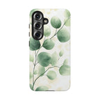 Botanical Eucalyptus Tough Samsung Galaxy Phone Case | Green Watercolour Leaf