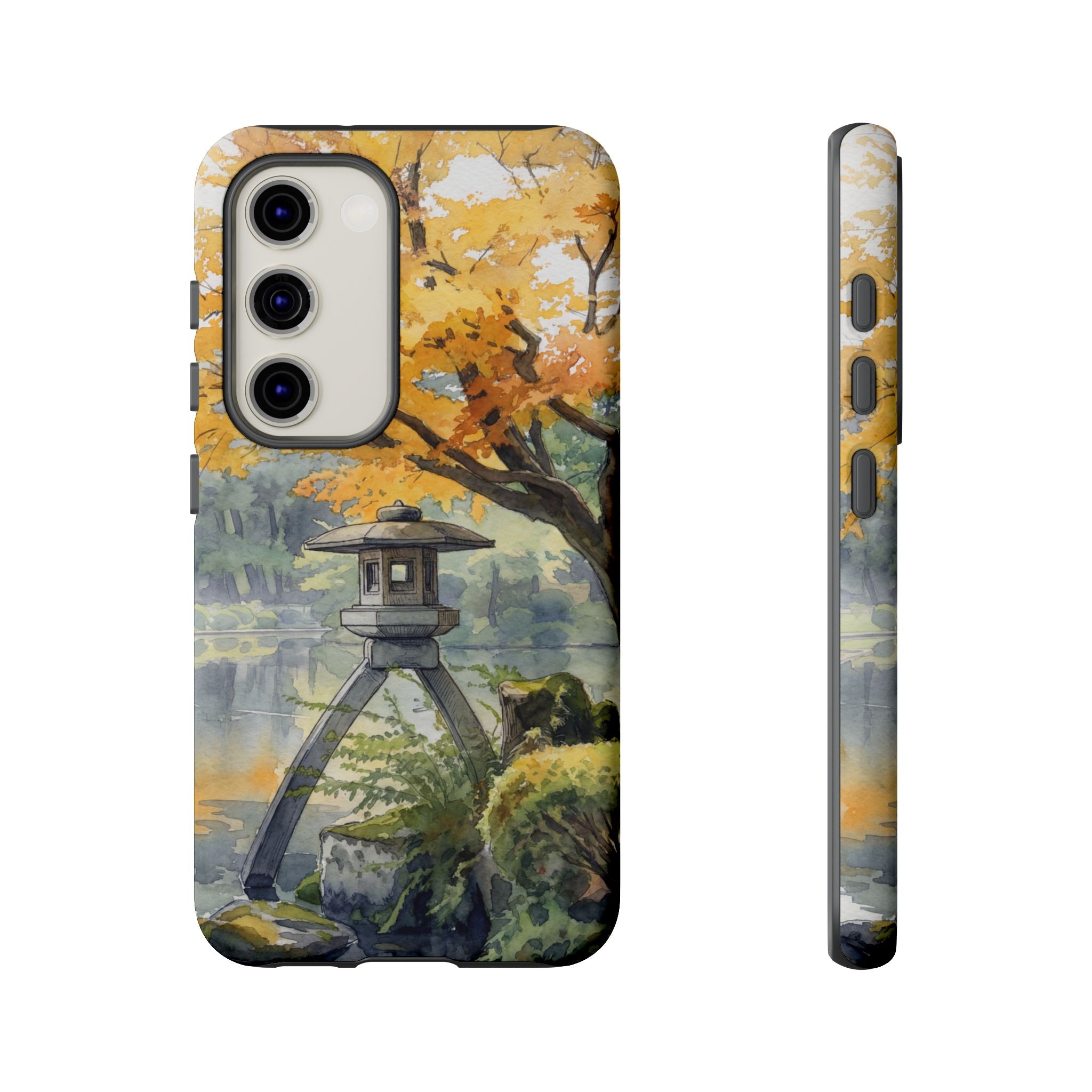 Autumn Japanese Garden Samsung Galaxy Phone Case | Scenic Lantern Fall