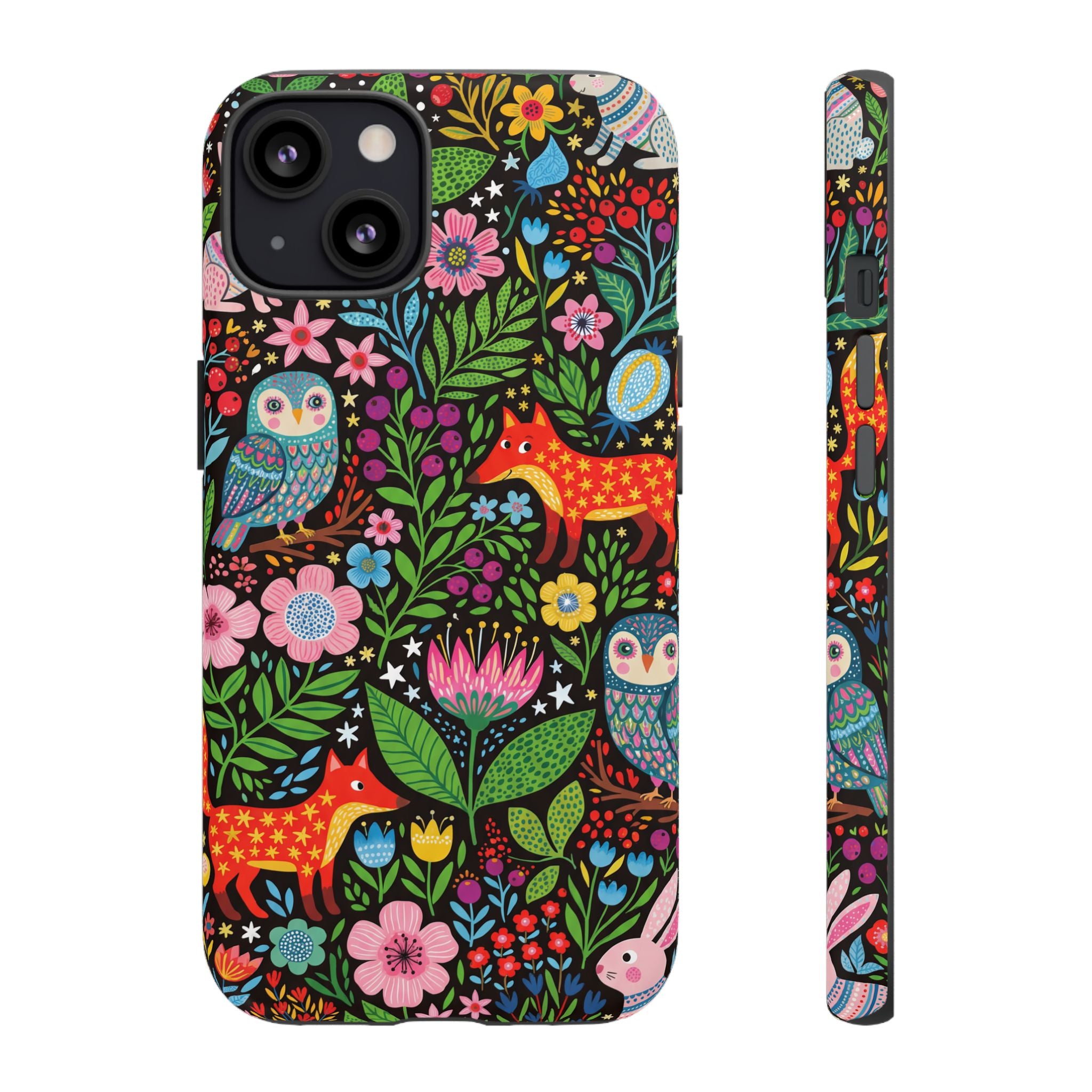 Floral Woodland iPhone Case | Colourful Fox & Owl Protective Cover