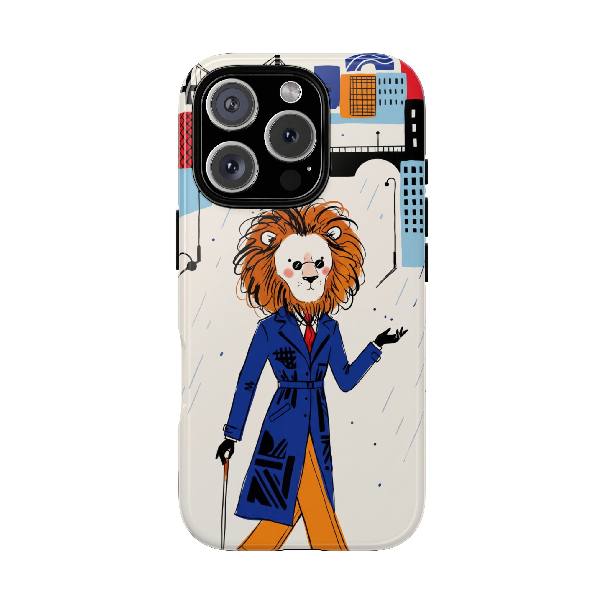 Lion Gentleman iPhone Case | Dapper Lion in City Rain