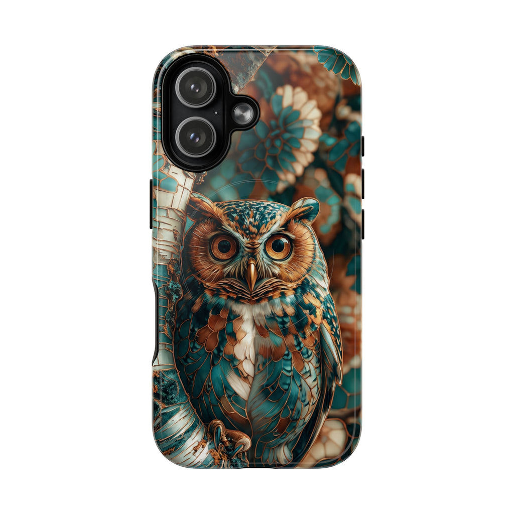 Custodia MagSafe resistente per iPhone con motivo a mosaico gufo
