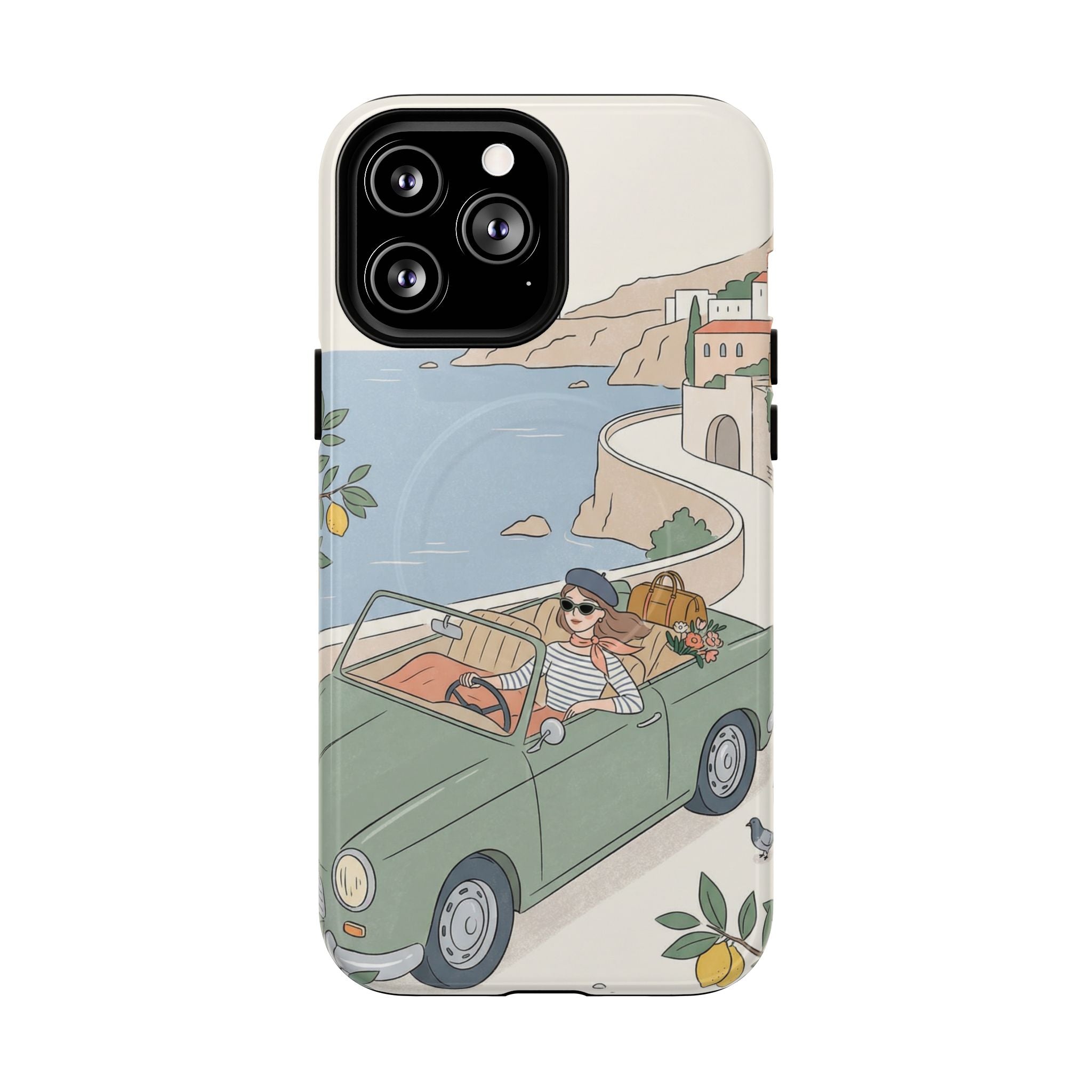 Retro Coastal Road Trip Design MagSafe iPhone Case