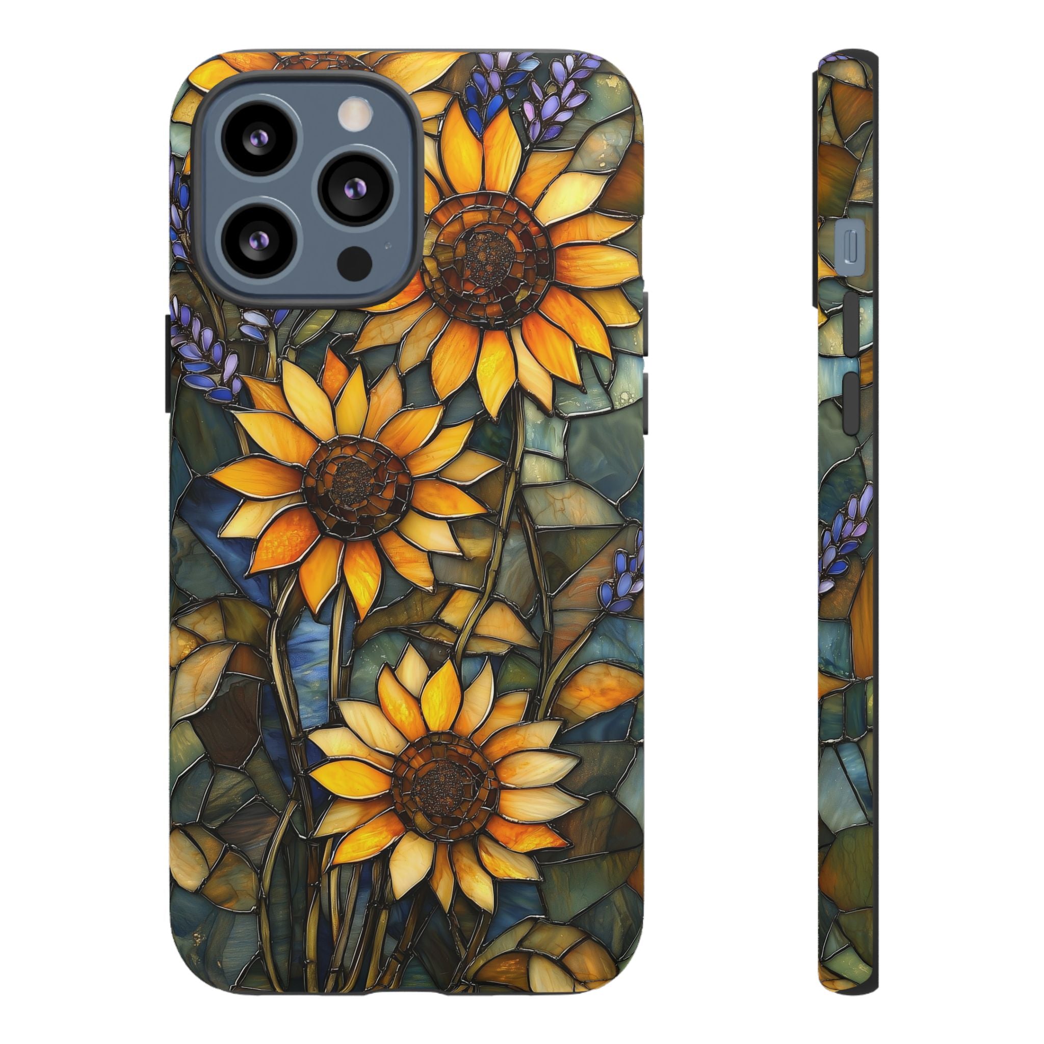 Sunflower Stained Glass Tough iPhone Case | Floral Protective Cover