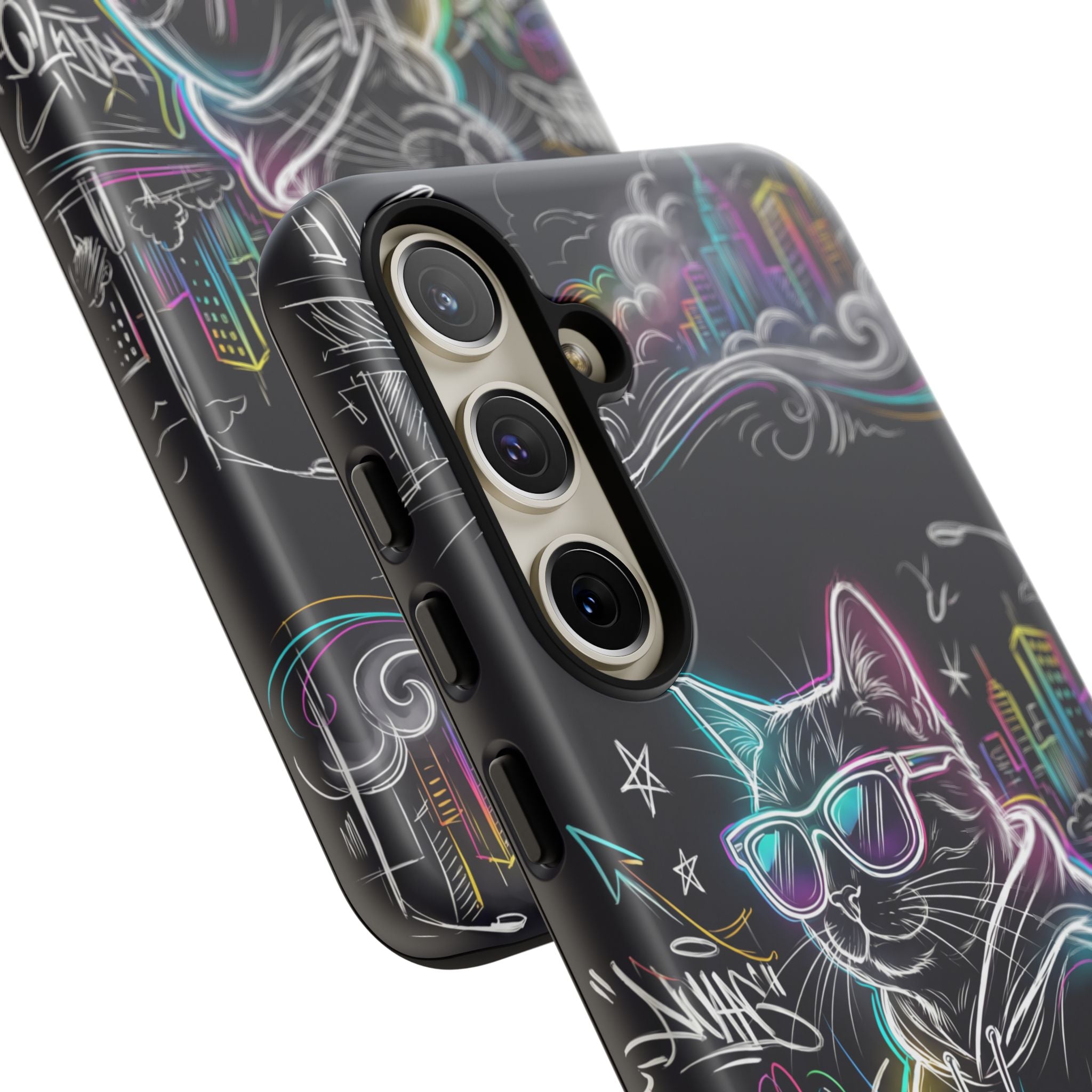 Cool Hoodie Neon Street Cat Samsung Galaxy Phone Case