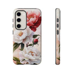 Custodia per Samsung Galaxy con motivo floreale Peony | Rosa bianca vintage