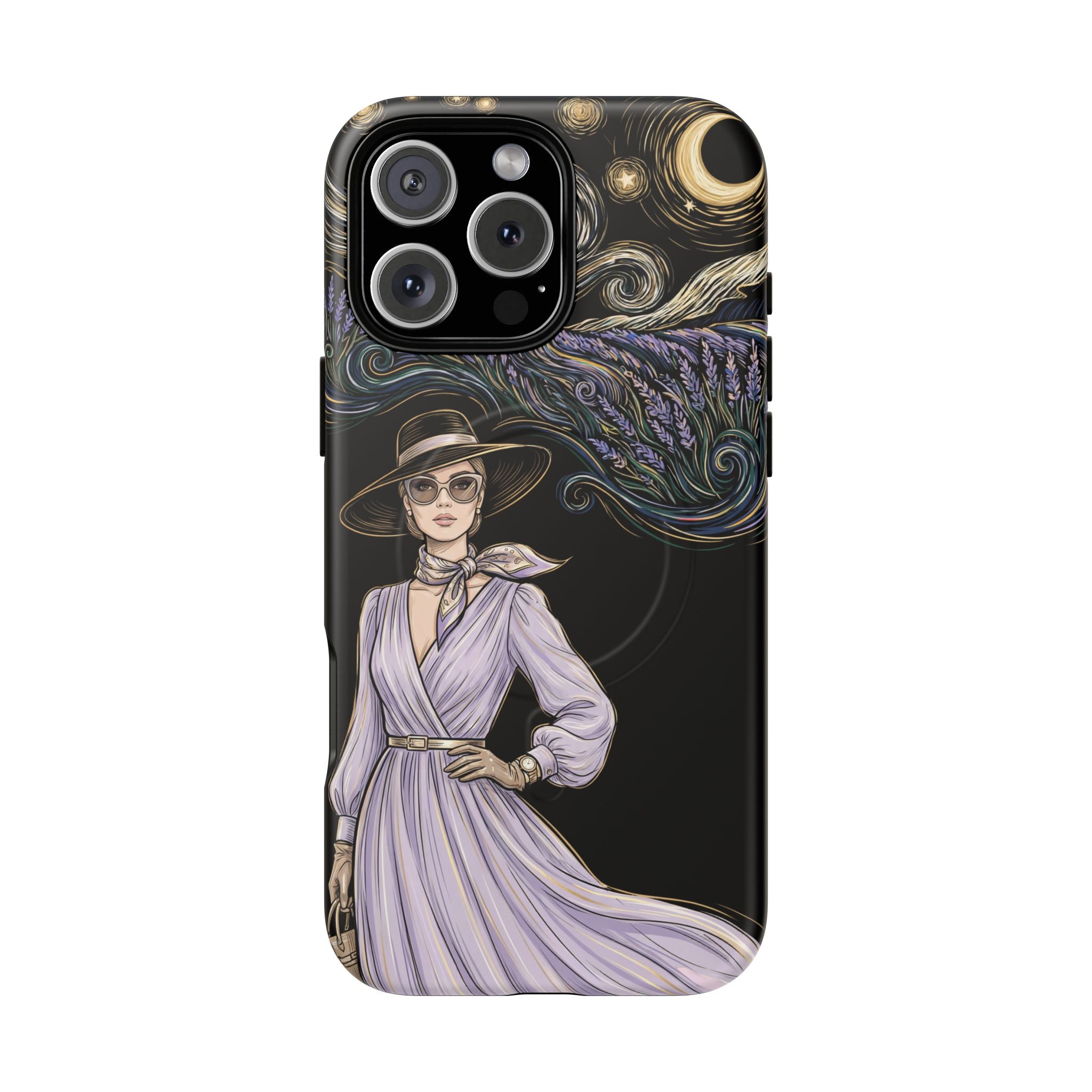 Starry Night Lavender Woman MagSafe iPhone Case | Artistic Protective Tough Case