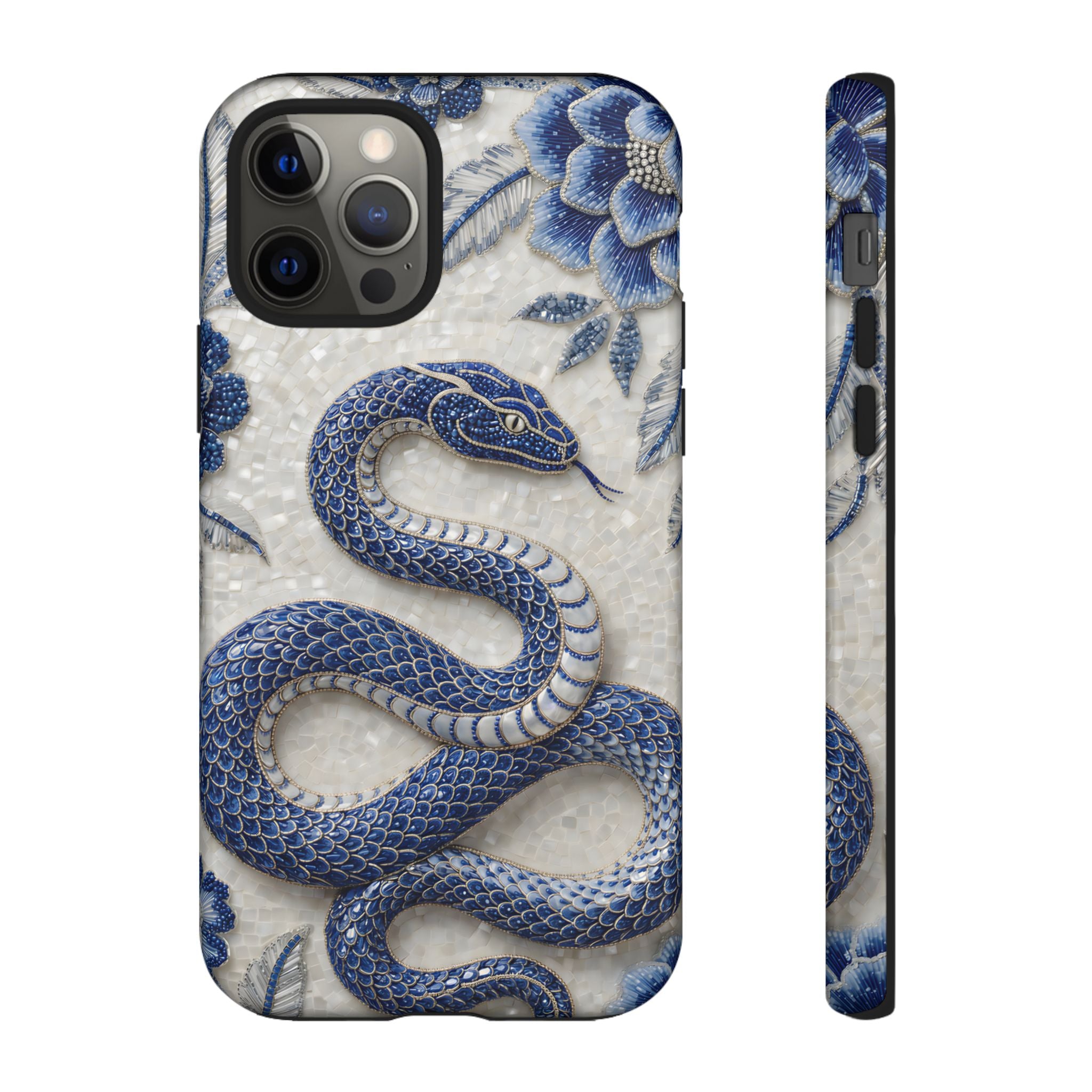 Asian Zodiac Snake iPhone Case | Blue & White Porcelain Slim Shockproof Case | Year of the Snake