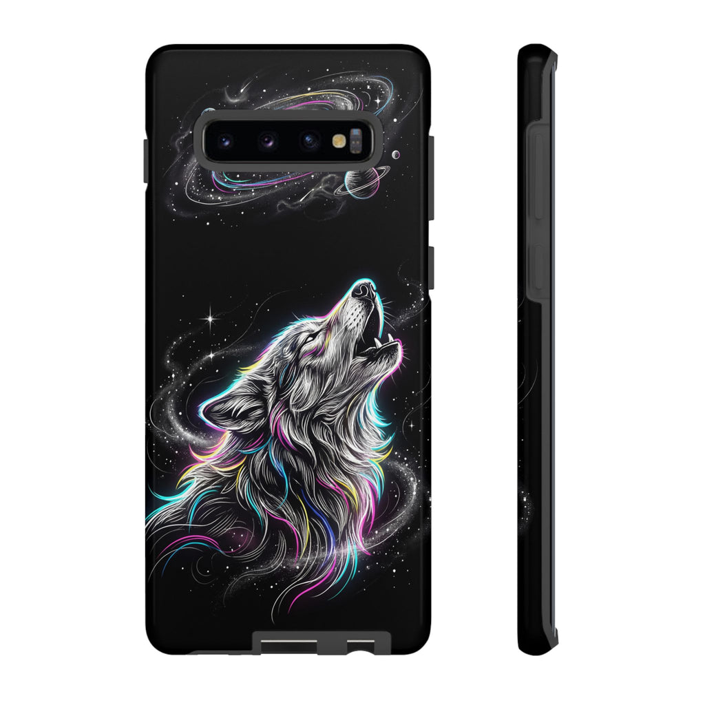 Wolf Galaxy Tough Samsung Galaxy Phone Case | Colorful Howling Wolf Space Design