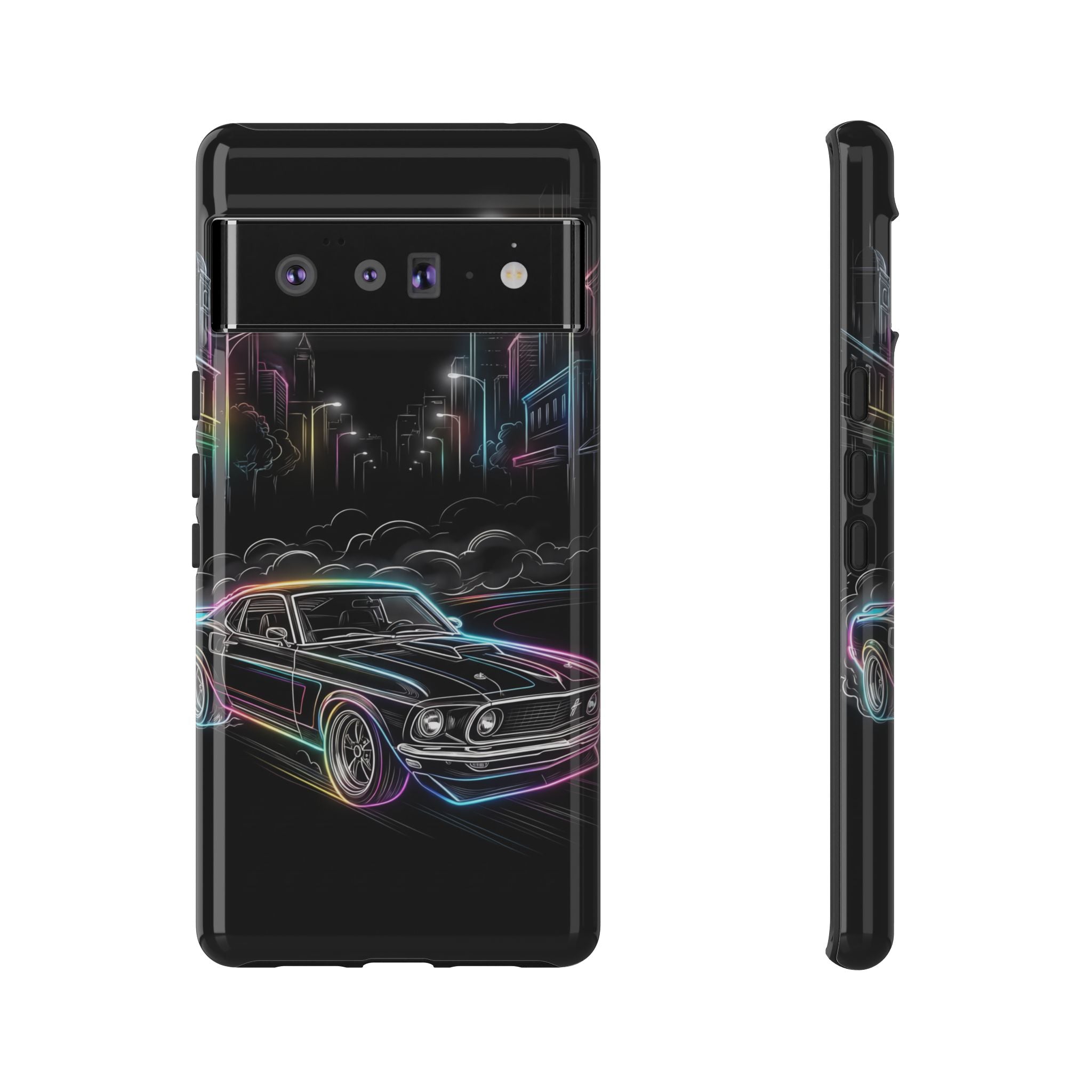Neon Muscle Car Google Pixel Phone Case | Retro City Nightscape