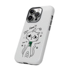 Curious Kitty Phone Case — Cute Cat Illustration with 'Hmm??' Text