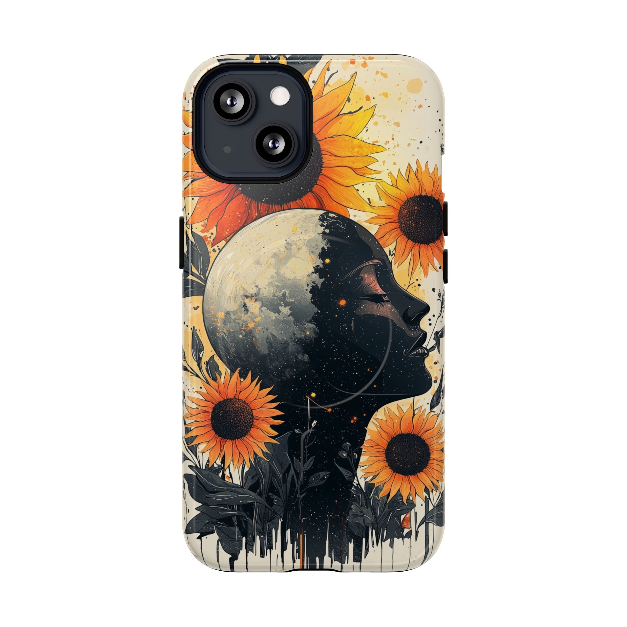 Custodia MagSafe per iPhone Sunflower Moon Art | Floreale Celeste