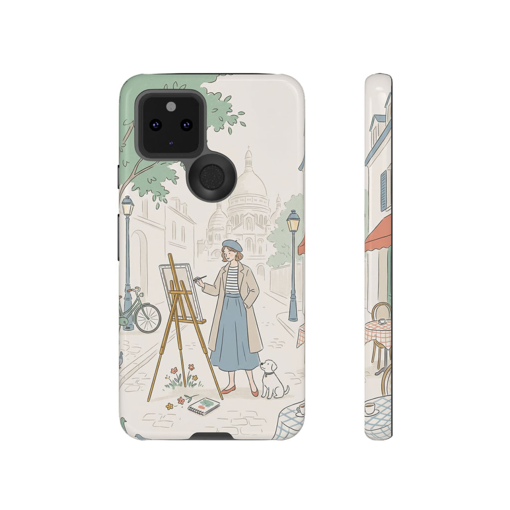 Artist in Paris Google Pixel Phone Case | Vintage Painter Street Scene Protective Cover