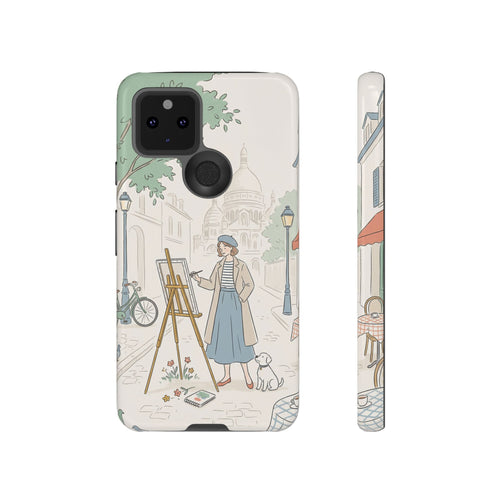 Artist in Paris Google Pixel Phone Case | Vintage Painter Street Scene Protective Cover