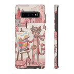 Artistic Cat Samsung Galaxy Phone Case | Painter Kitty Illustration Tough Case