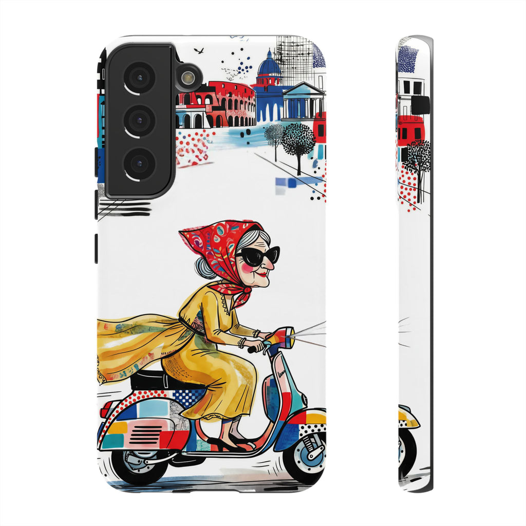 Vintage Vespa Granny Samsung Galaxy Phone Case | Retro Scooter Travel iPhone Cover