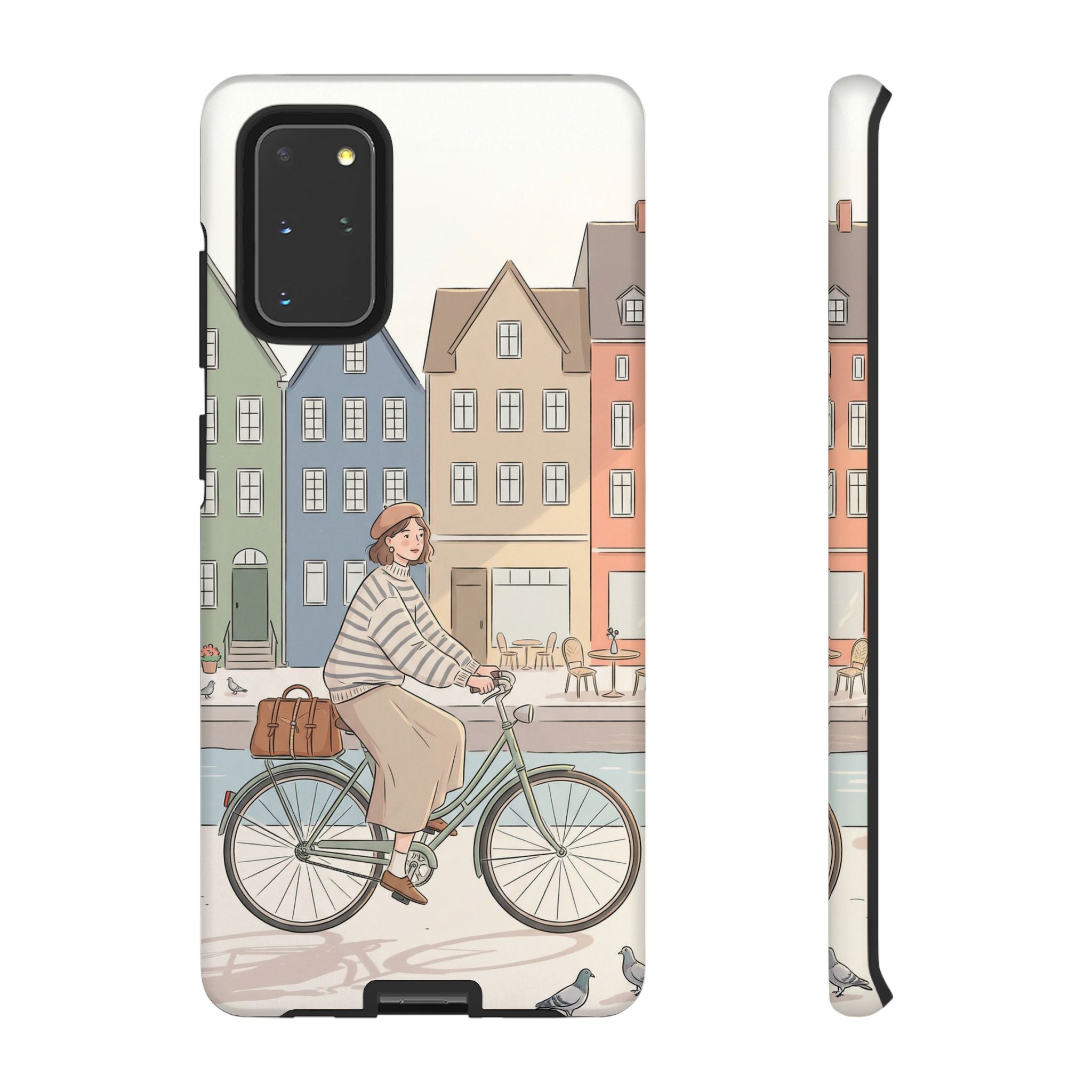 City Bike Samsung Galaxy Phone Case | Cozy European Street Illustration Tough Cases