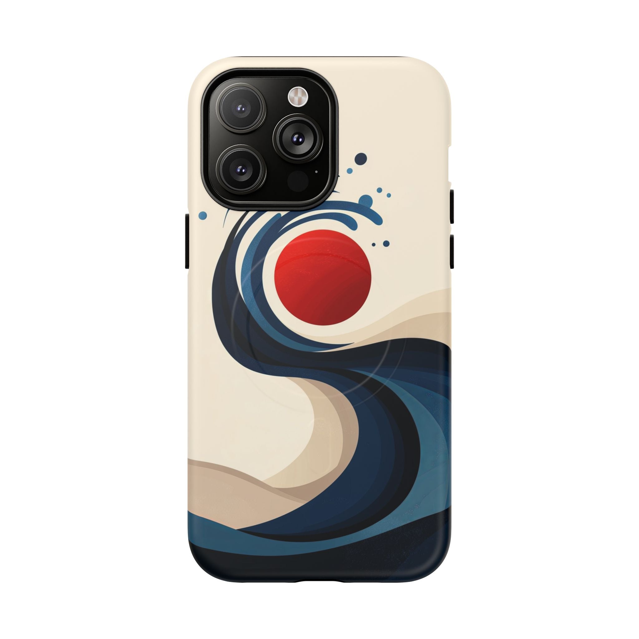 Abstract Wave MagSafe iPhone Case | Red Sun Ocean Art