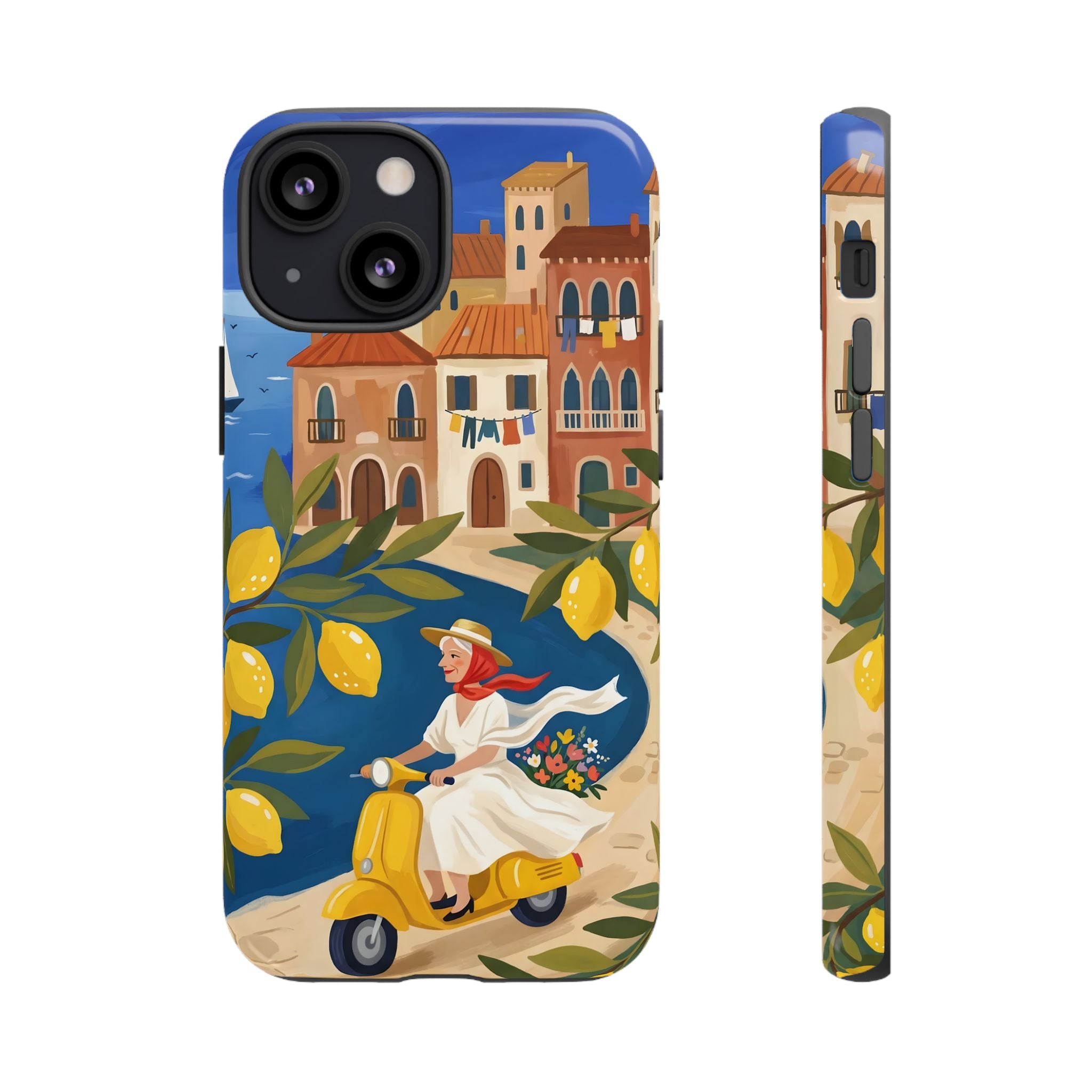 Lemon Coast Scooter iPhone Case | Mediterranean Vespa Travel Design