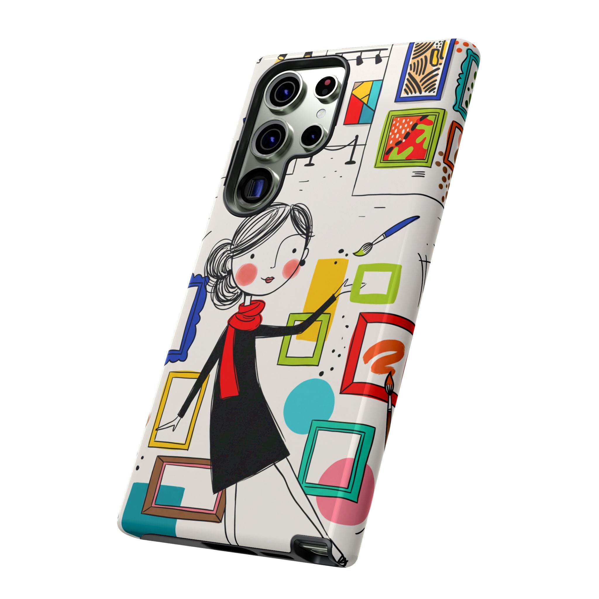 Art Gallery Illustration Samsung Galaxy Phone Case | Cute Woman with Frames Design