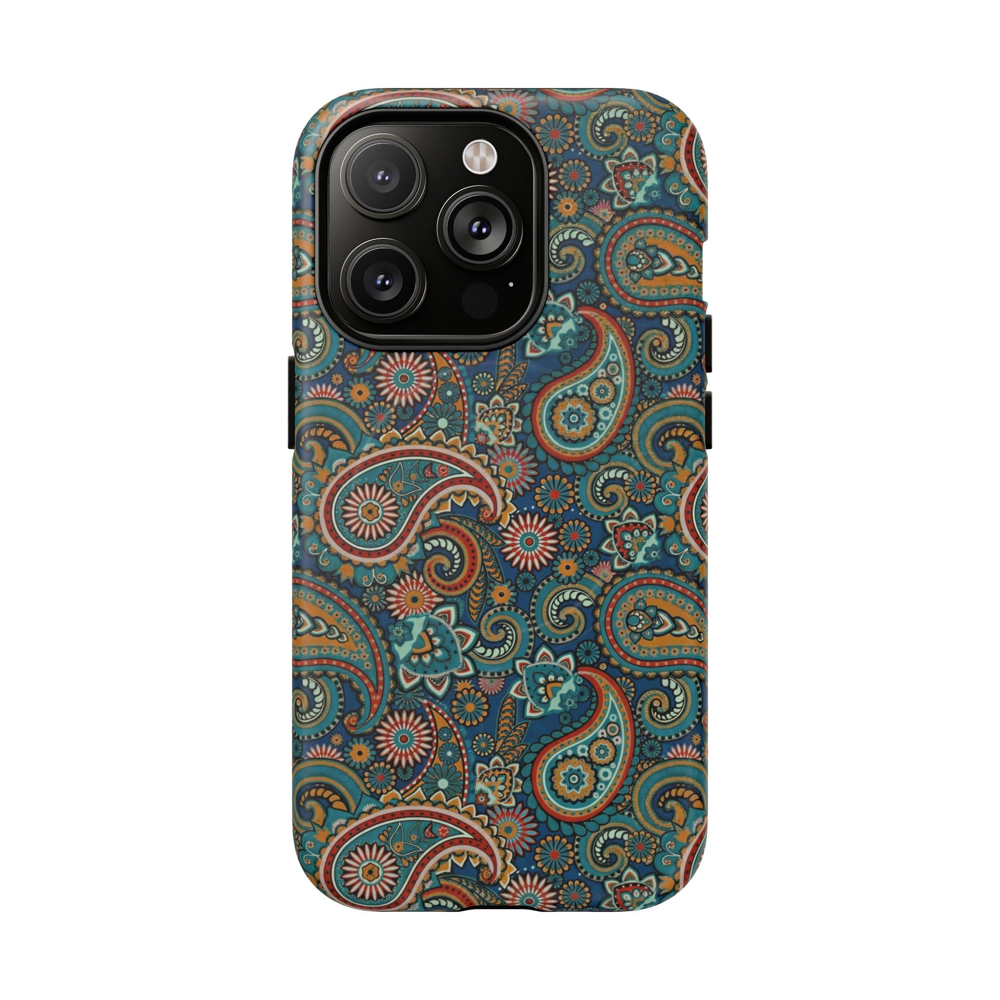 Batik Teal Paisley Tough MagSage iPhone Case