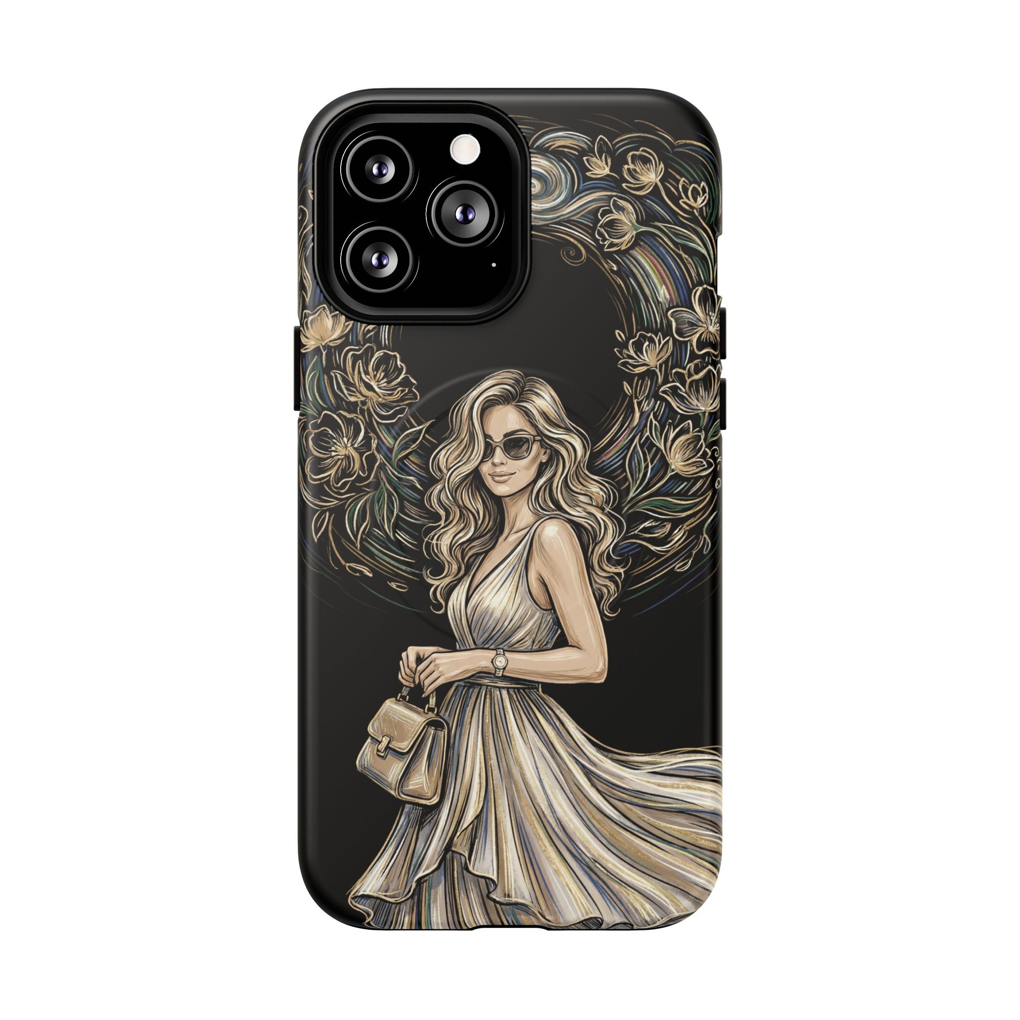 Stylish Woman Floral Wreath Tough MagSafe iPhone Case