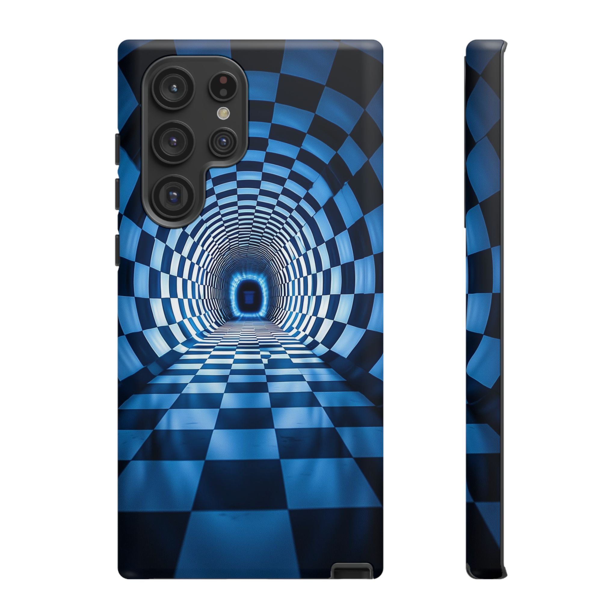 Blue Checkered Tunnel Samsung Galaxy Case — 3D Optical Illusion Tough Case