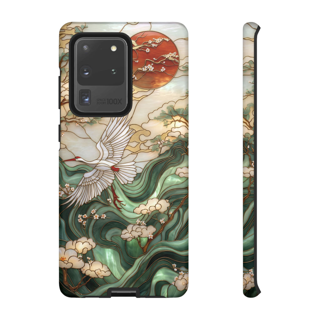 Cranes & Waves Protective Samsung Galaxy Case | Japanese-Inspired Art Phone Cover