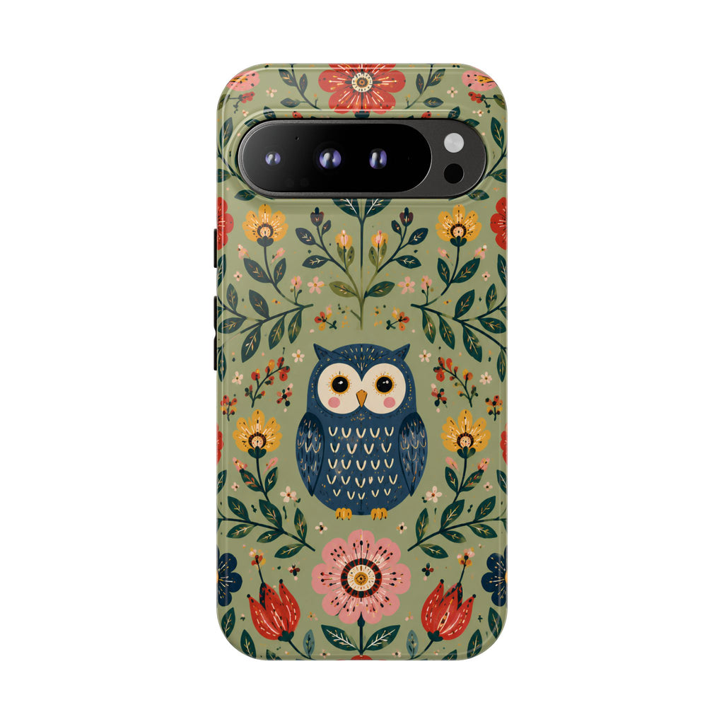 Floral Owl Tough Google Pixel Phone Case | Cute Botanical Protective Cover