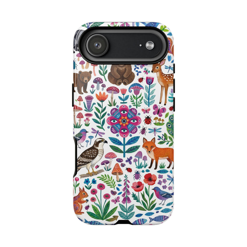 Wild Garden iPhone Case | Cute Forest Animals Floral Pattern Tough Case