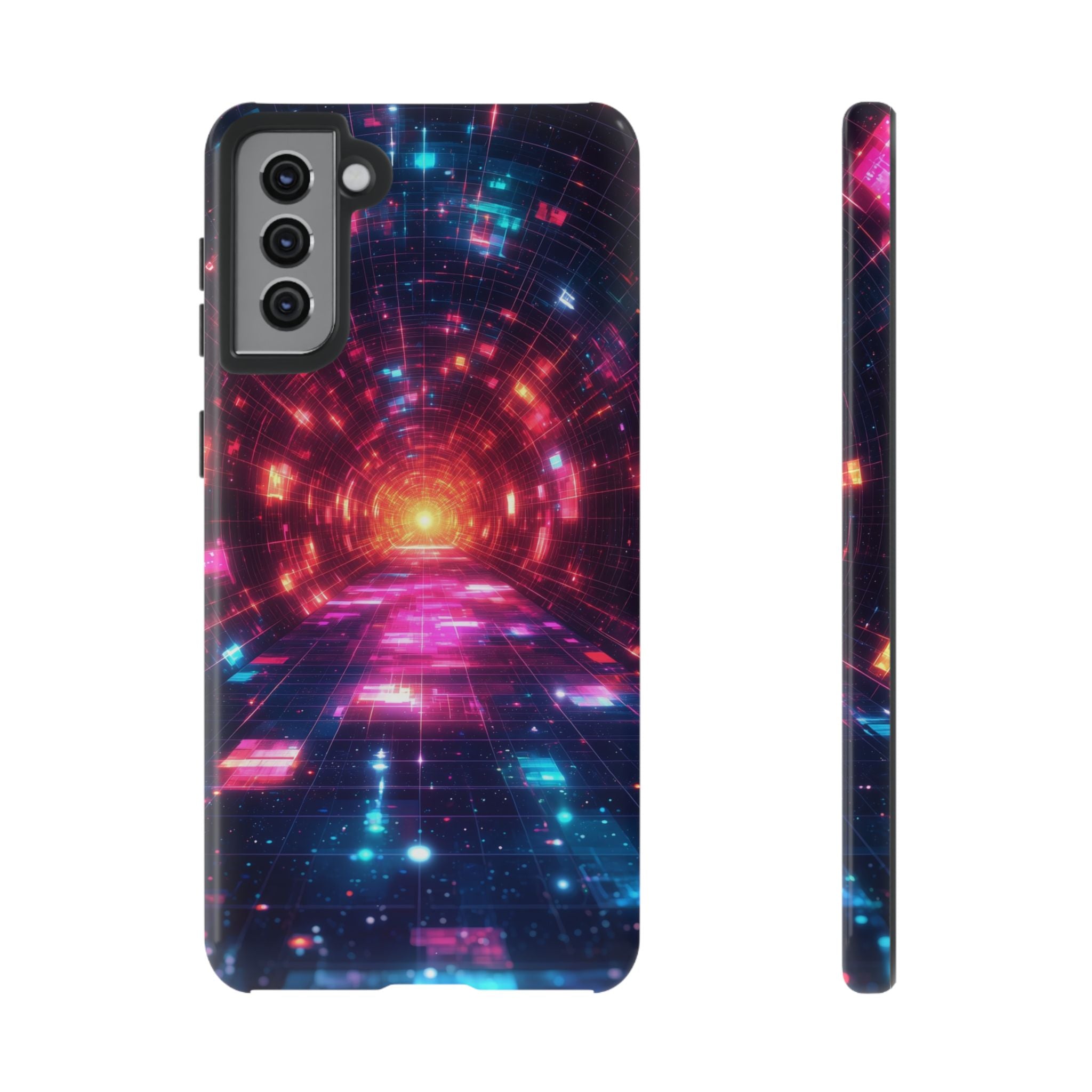 Neon Tunnel Tough Samsung Galaxy Case — Retro Futuristic Galaxy Design