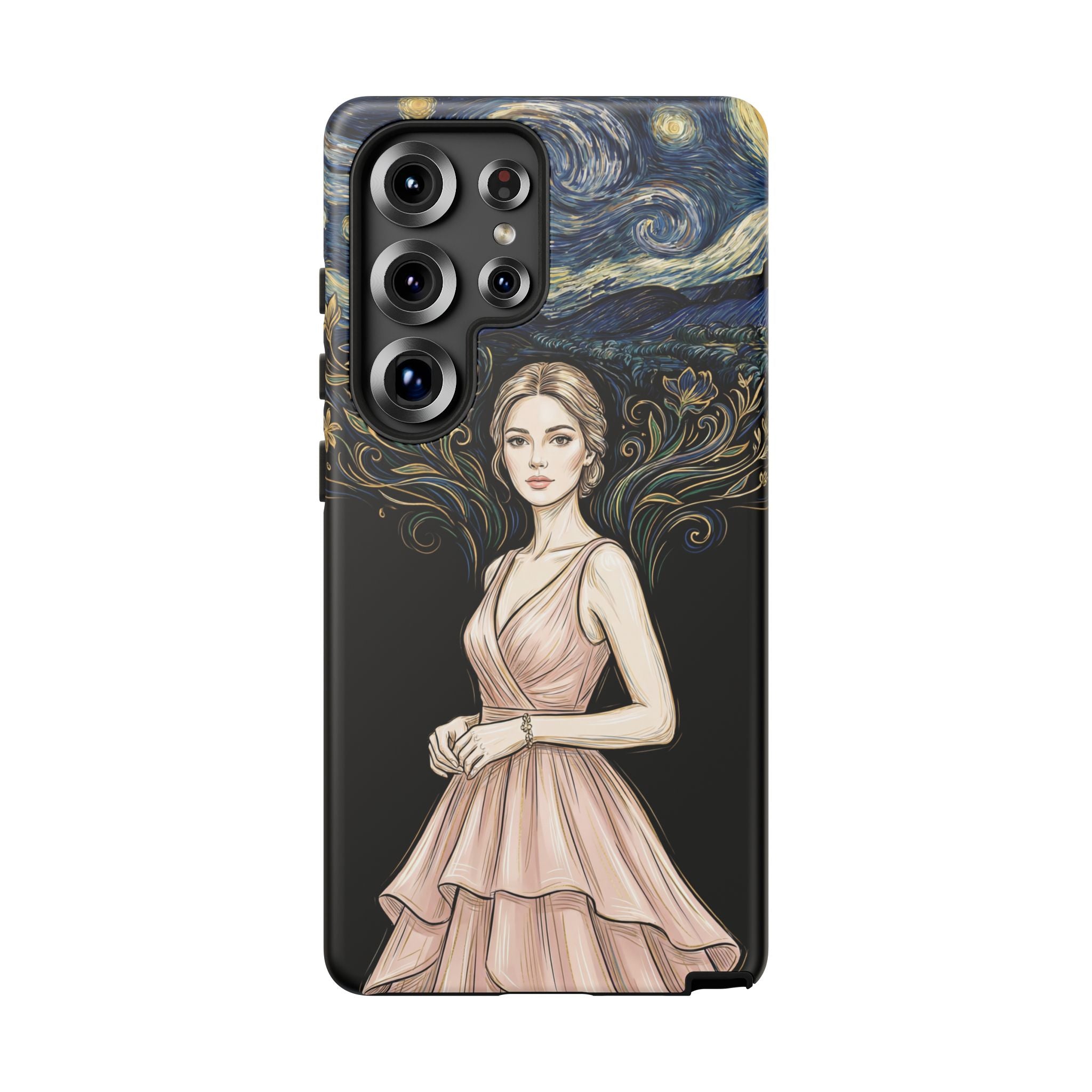 Art Nouveau Starry Night Samsung Galaxy Phone Case | Elegant Woman Illustration Tough Case