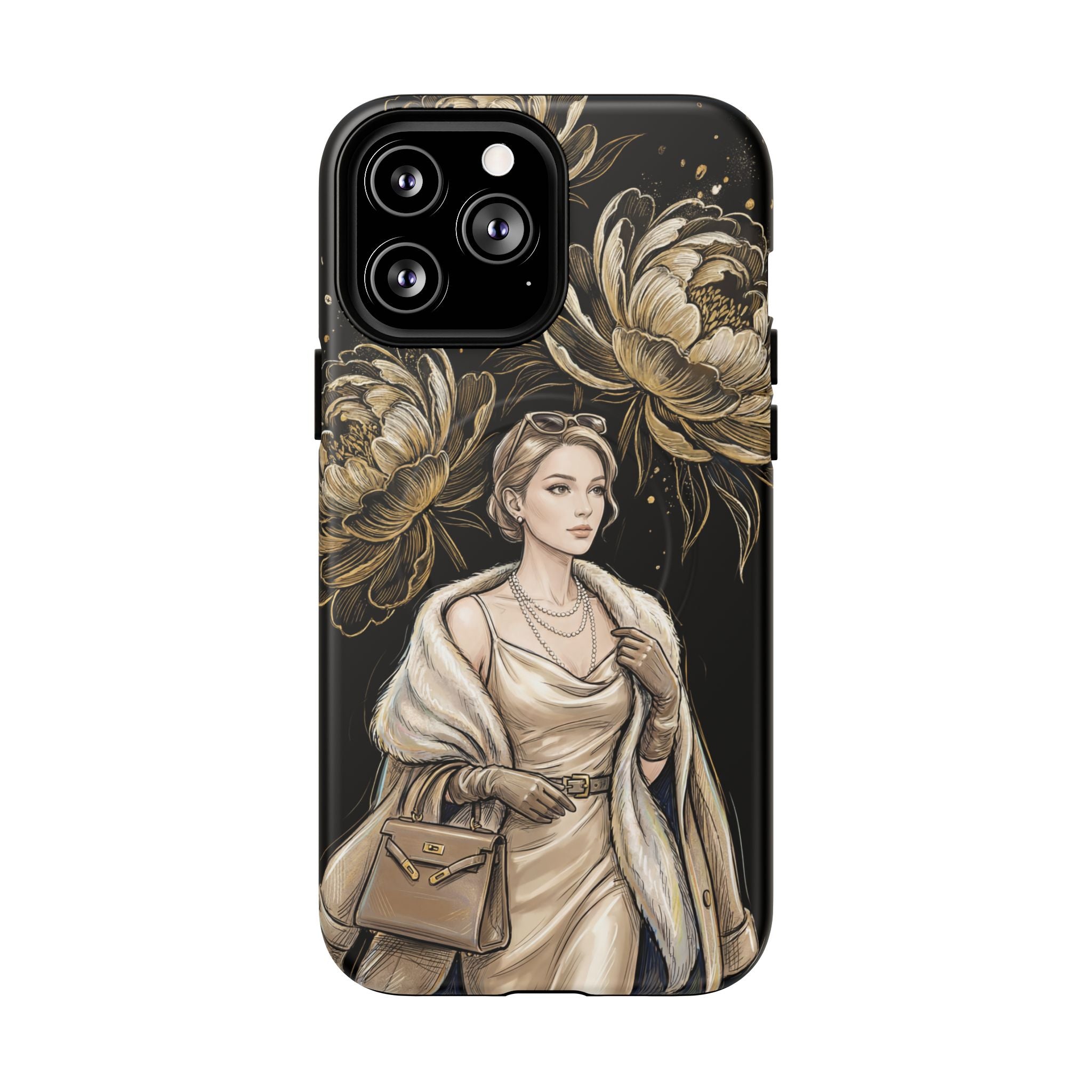 Elegant Vintage Lady Floral MagSafe iPhone Case | Chic Protective Cover for Women