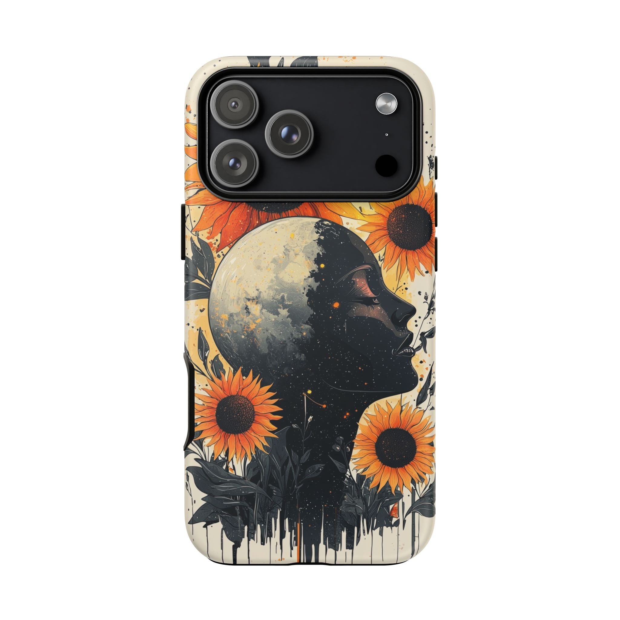 Sunflower Moon Art iPhone Case | Floral Celestial