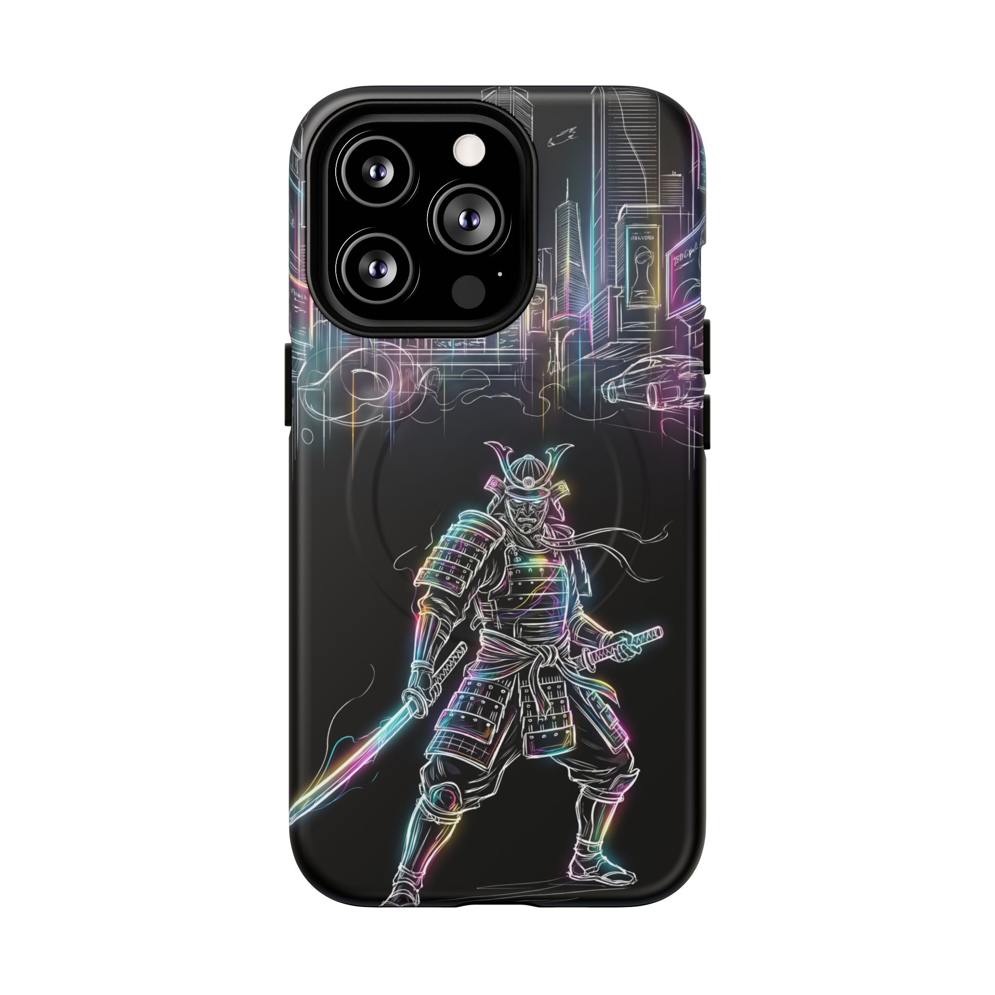 Neon Samurai MagSafe iPhone Case | Cyberpunk City Armor