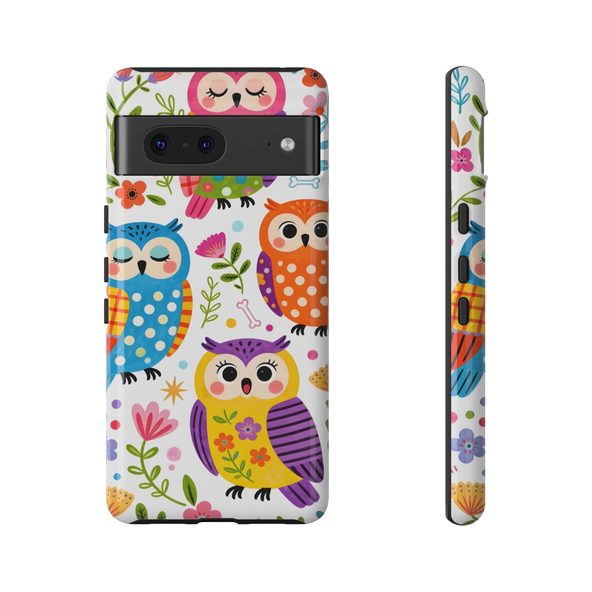 Cute Colorful Owls Google Pixel Phone Case | Cute Owl Pattern Tough Case