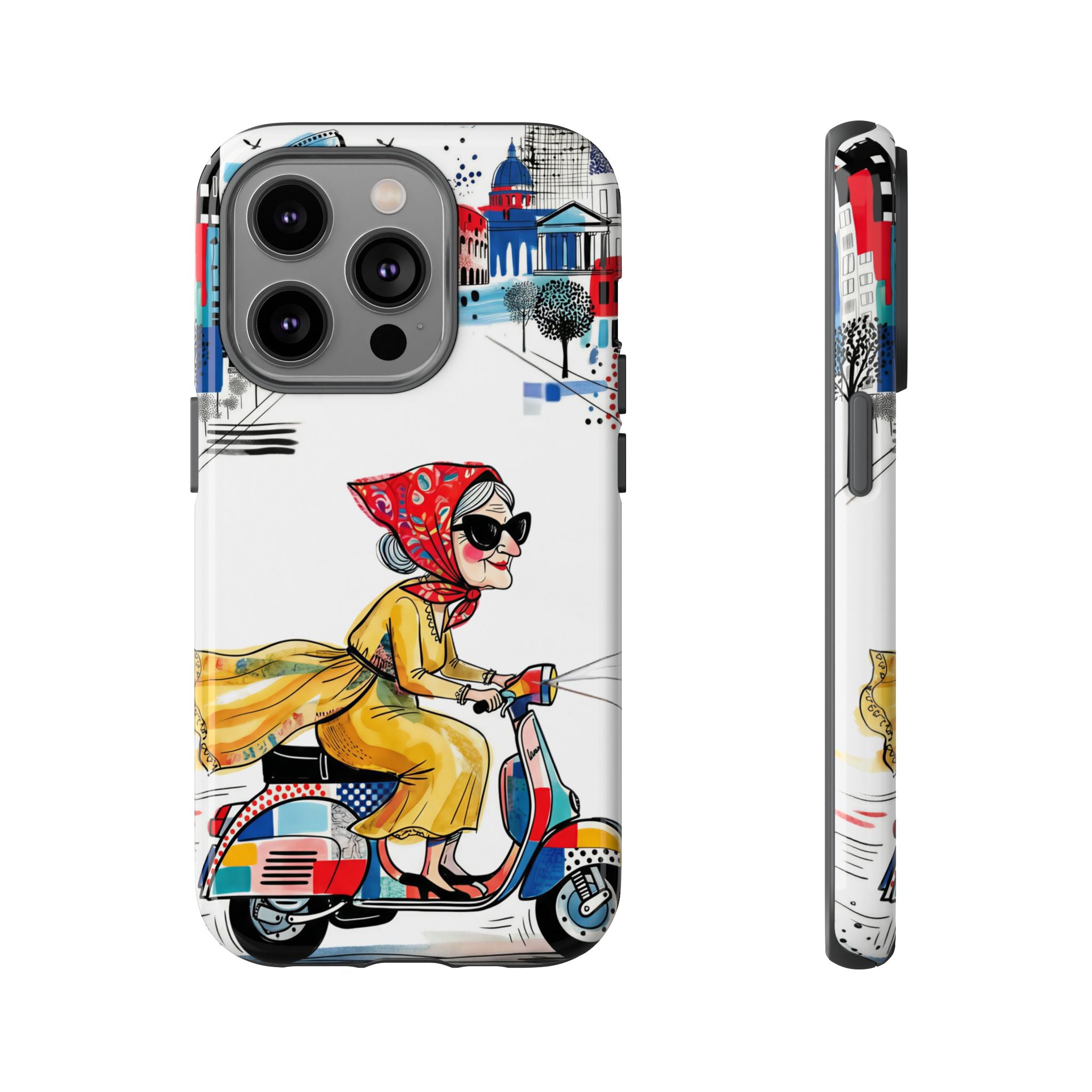 Vintage Vespa Granny iPhone Case | Retro Scooter Travel iPhone Cover
