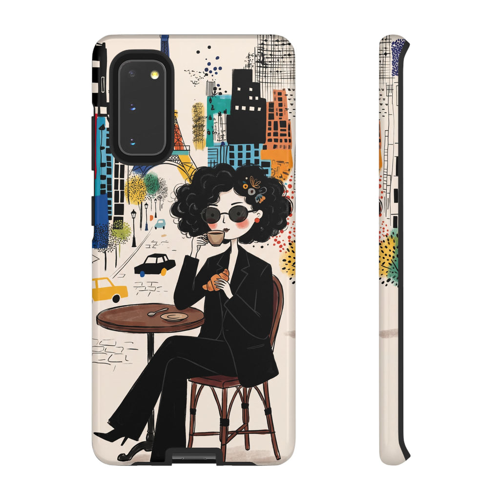 Paris Cafe Chic Samsung Galaxy Phone Case | Stylish Woman Illustration iPhone Cover