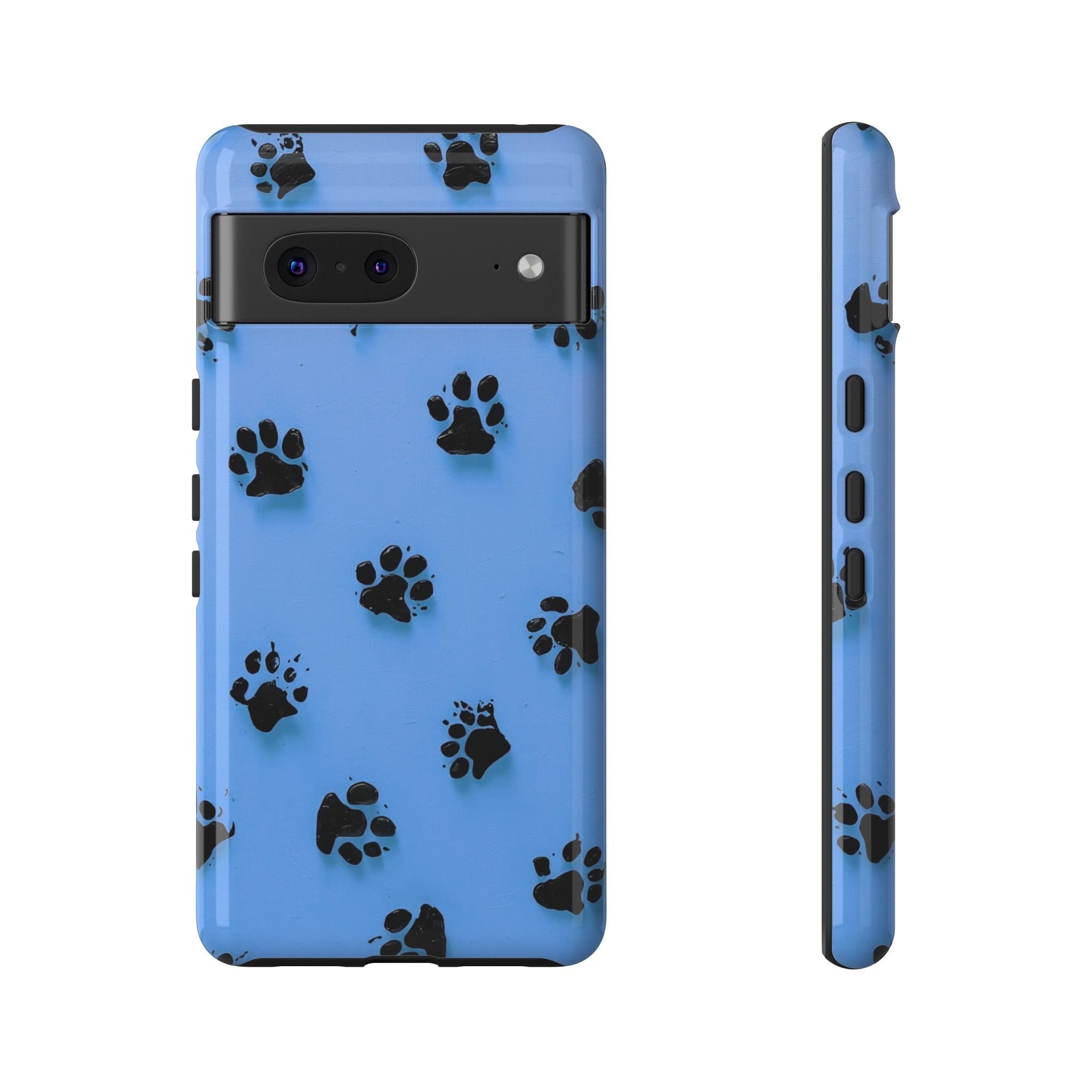 Blue Paw Print Tough Google Pixel Case — Protective Dog & Cat Lover Cover