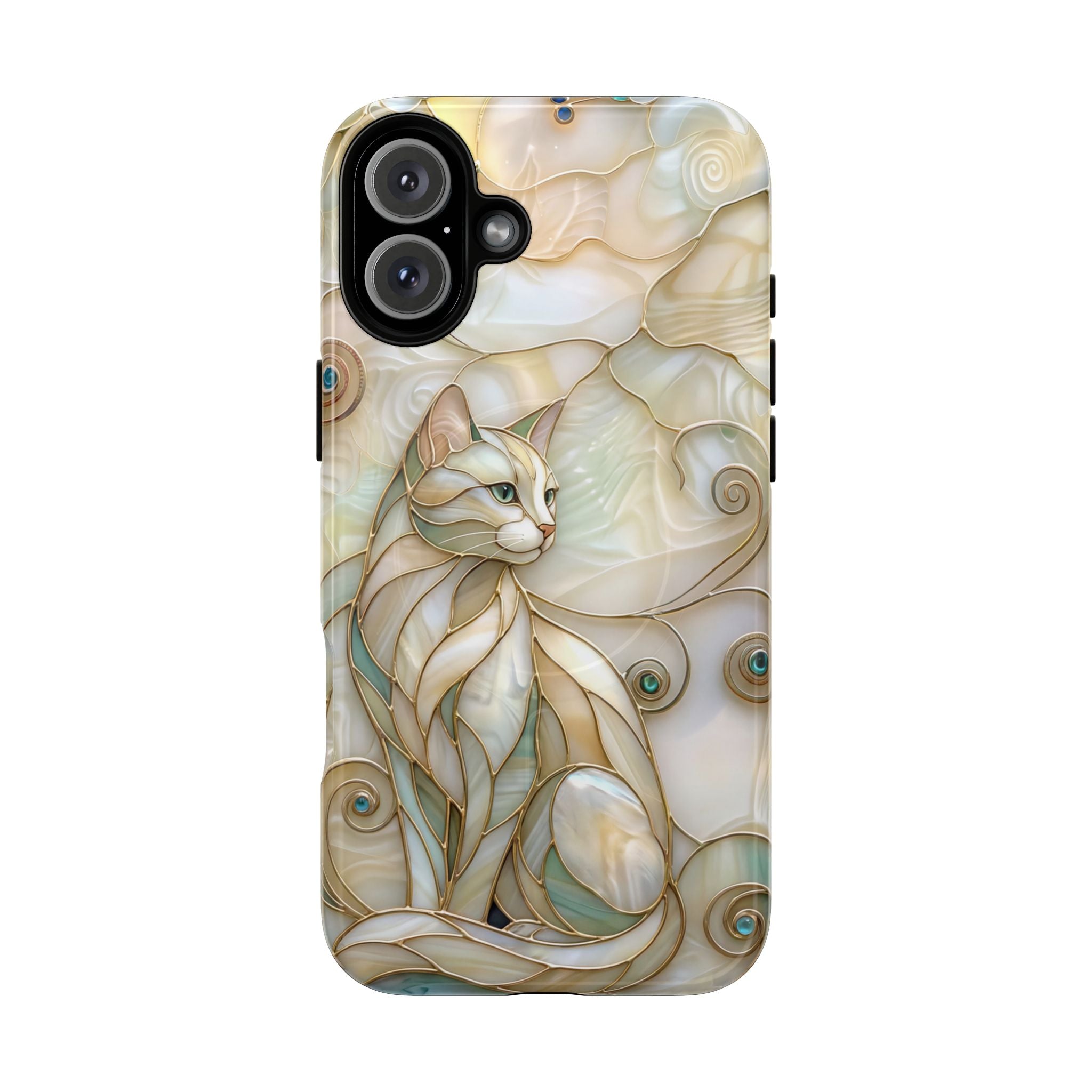 Art Nouveau Cat Phone Case | Elegant Stained-Glass Style Tough MagSafe Case