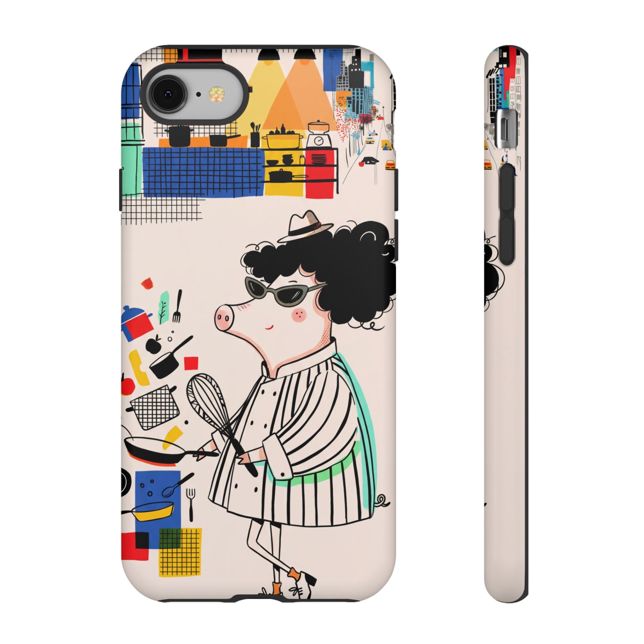 Cute Chef Pig iPhone Case | Quirky Cartoon Kitchen Art Tough Case