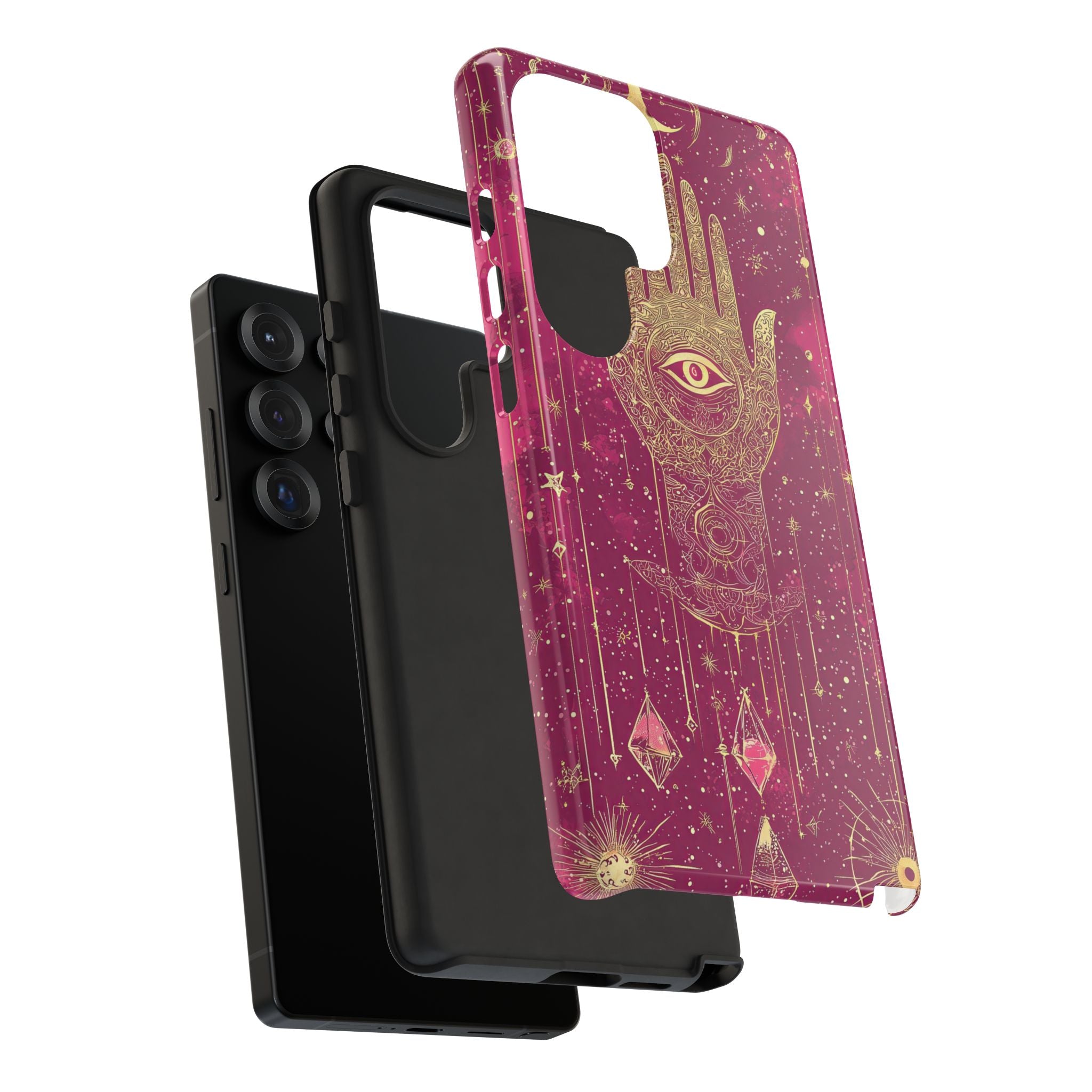 Mystic Hamsa Samsung Galaxy Case | Gold Palm & All-Seeing Eye on Magenta Galaxy
