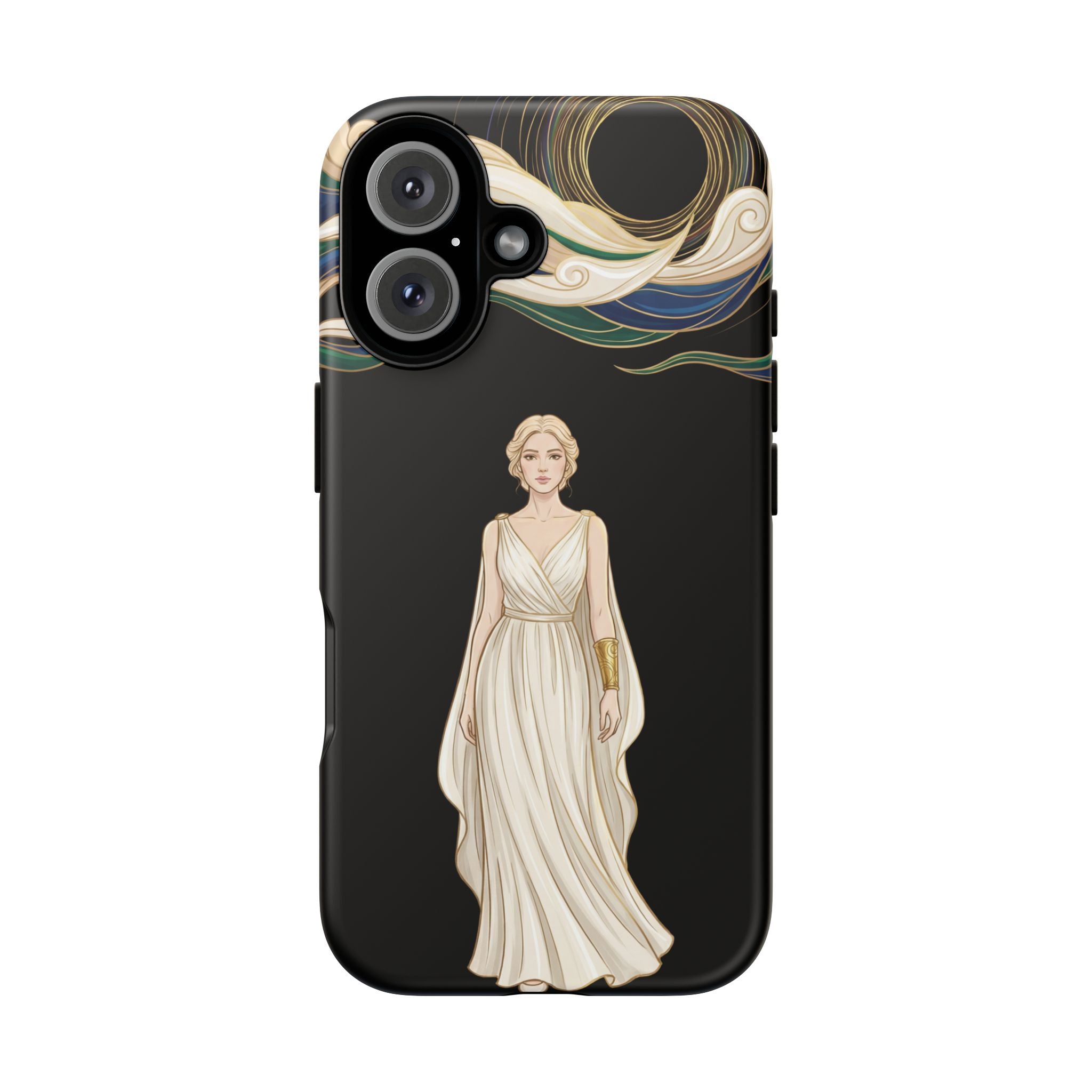 Art Nouveau Goddess iPhone Case | Elegant Woman Illustration on Black