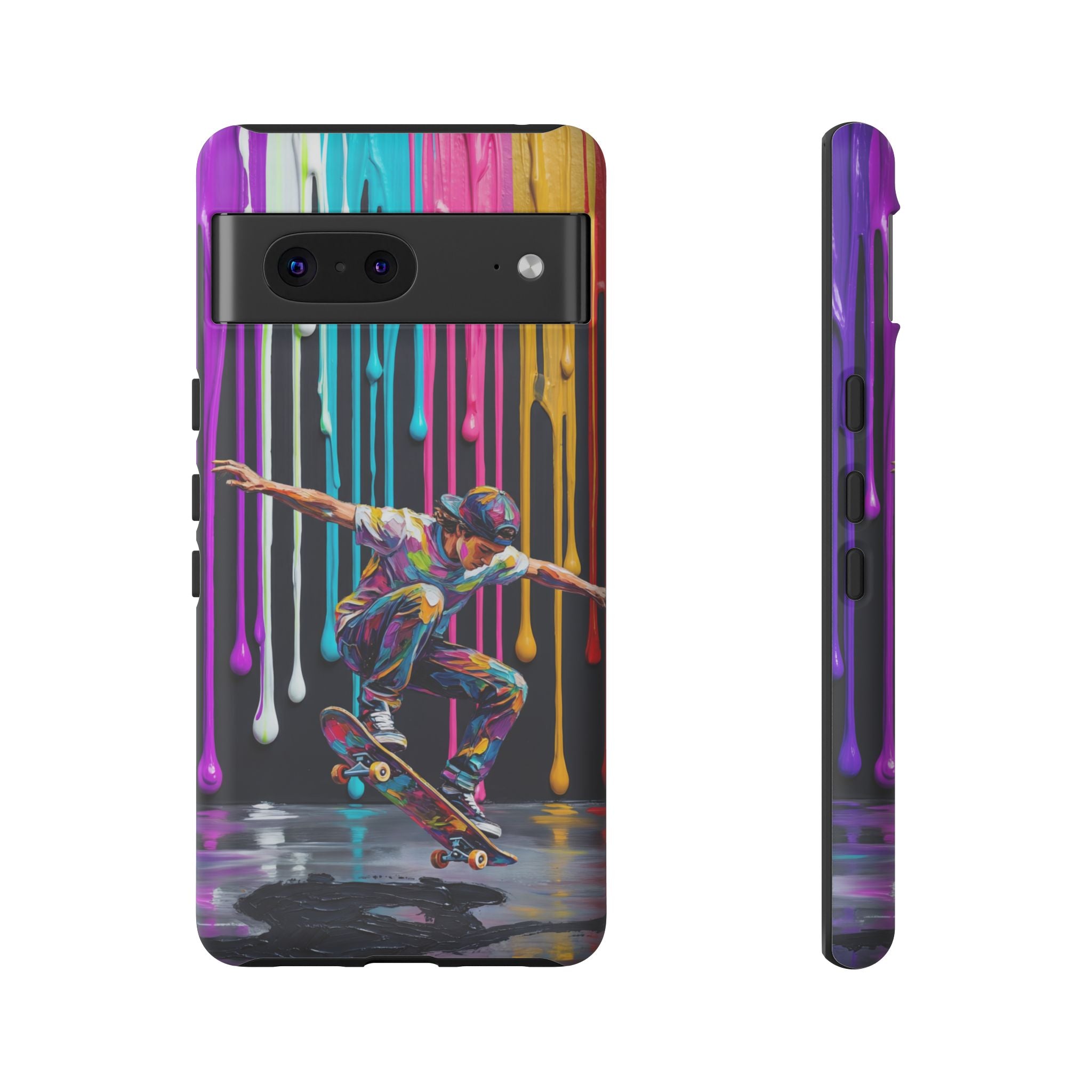 Colourful Drip Art Skateboarder Splash Google Pixel Phone Case