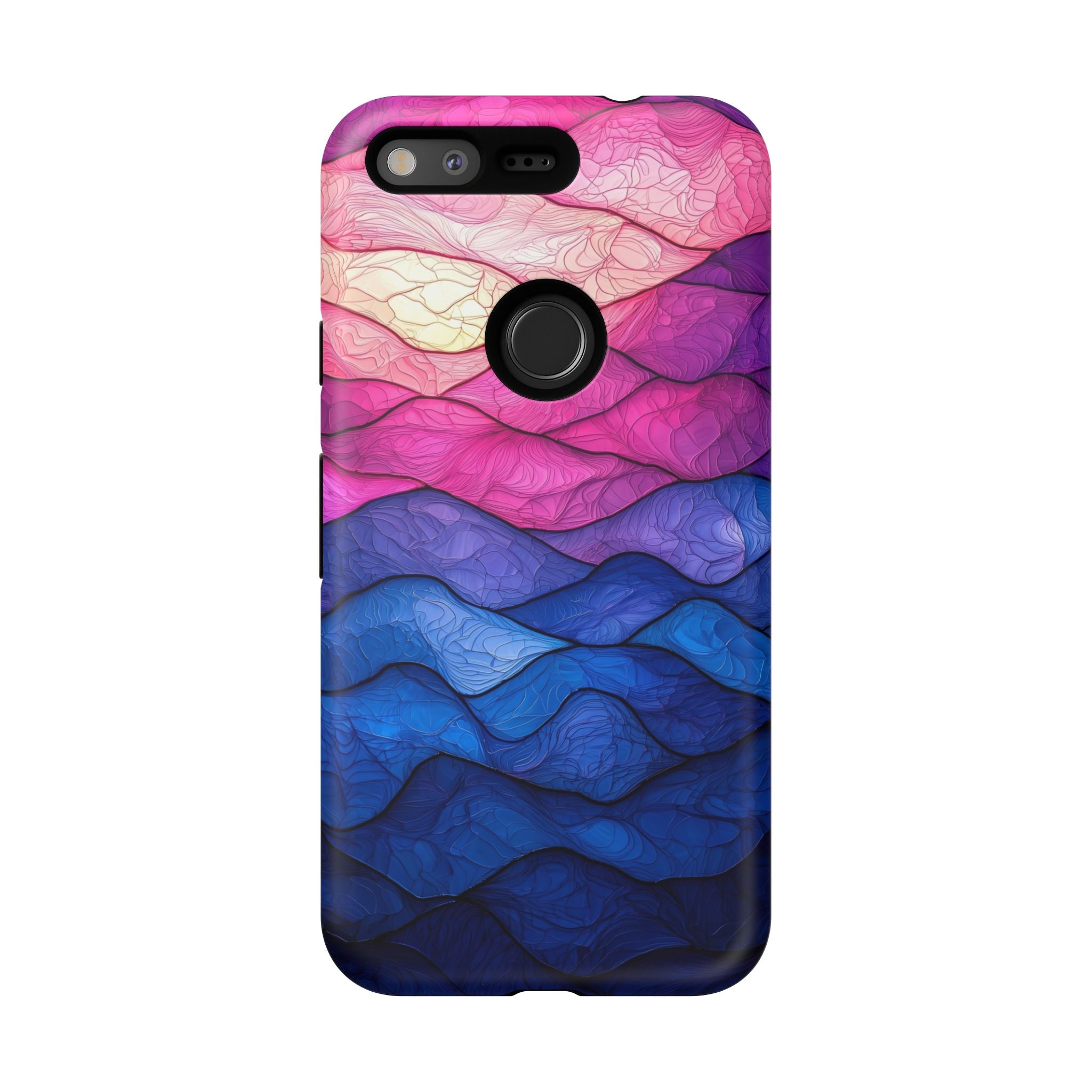 Abstract Ocean Waves Google Pixel Case — Pink & Blue Gradient Tough Case