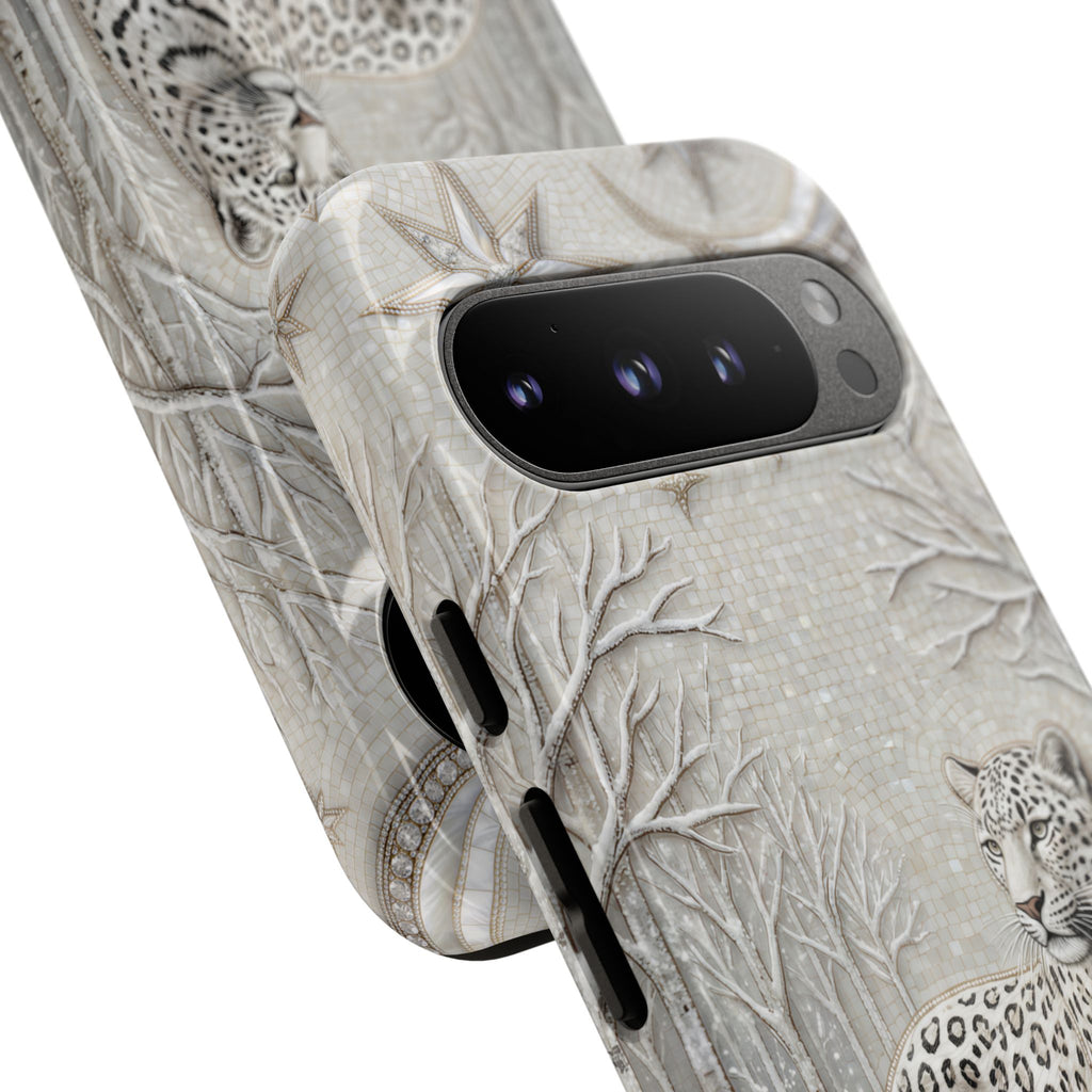Snow Leopard Google Pixel Phone Case | Winter Moon Forest Protective Phone Cover