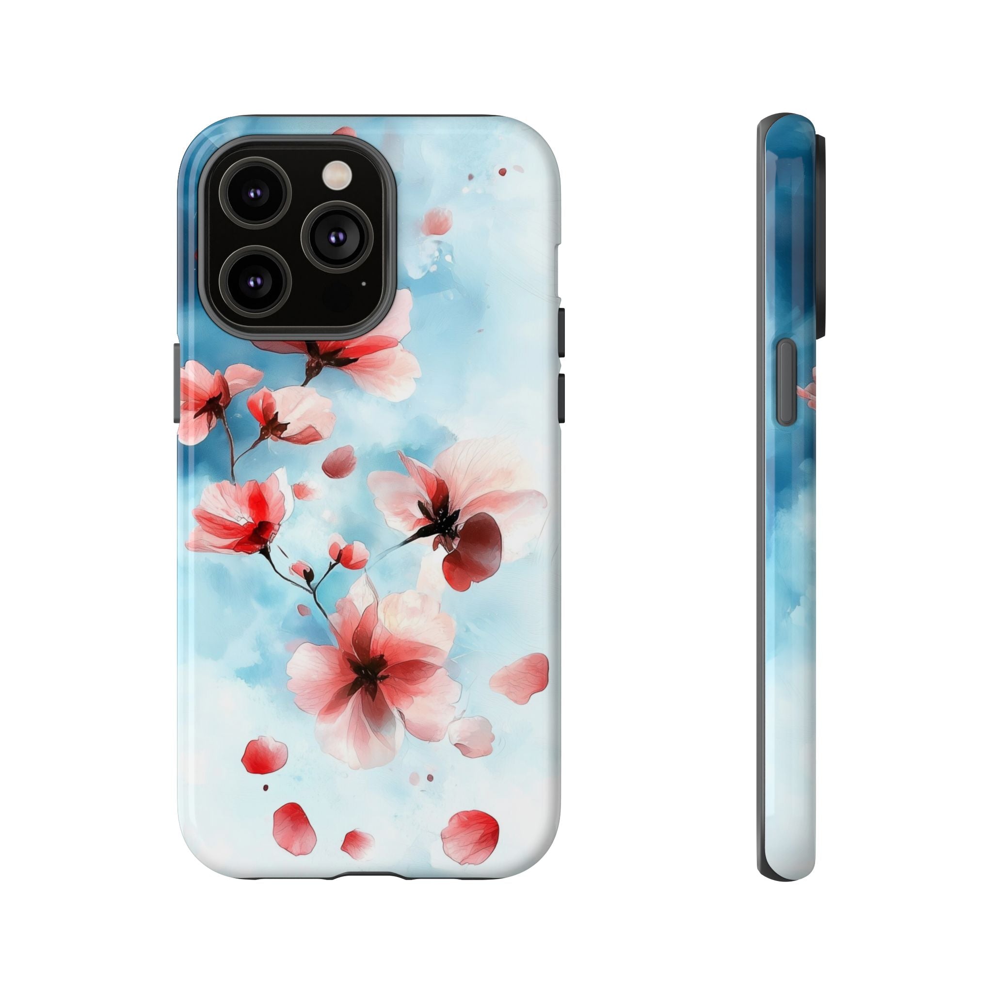 Floral Cherry Blossom iPhone Case | Pastel Pink Blue
