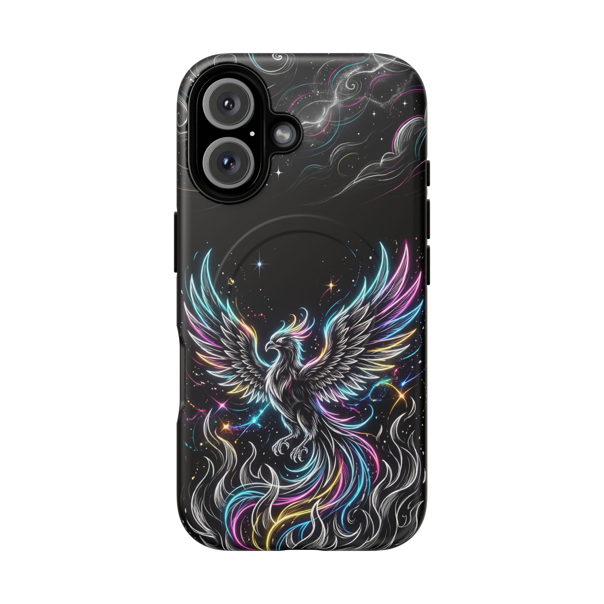 Colorful Neon Phoenix Tough MagSafe iPhone Case