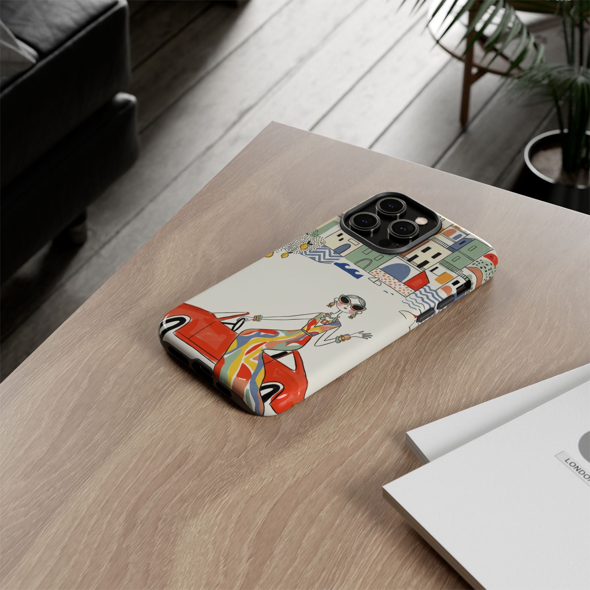 Elegante Cover Riviera per iPhone | Design Chic Donna Retrò in Decappottabile
