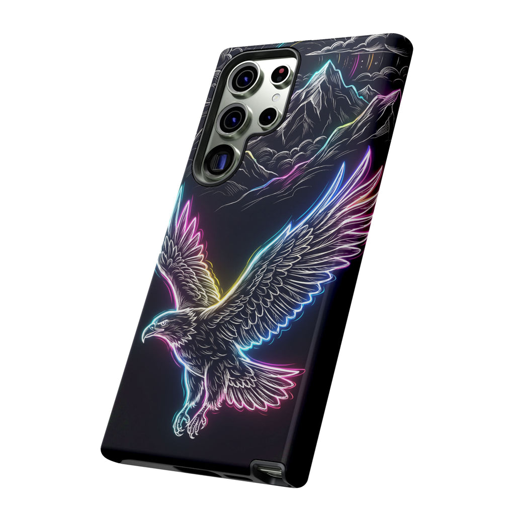 Neon Eagle Samsung Galaxy Phone Case with Mountain Design