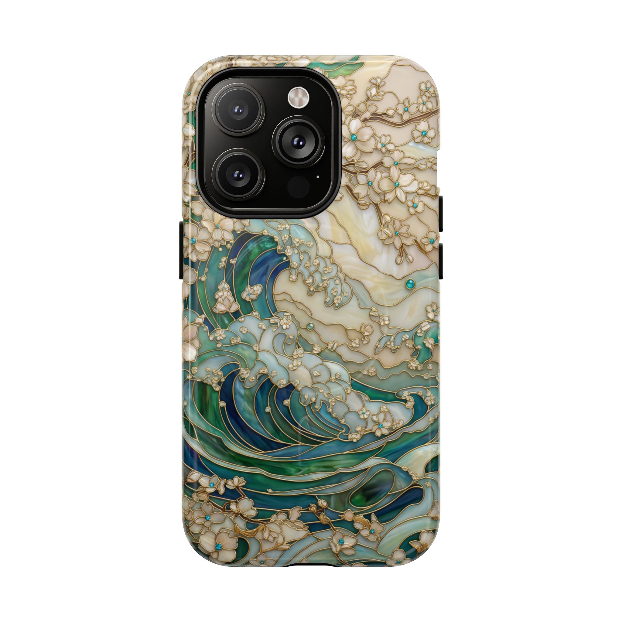 Custodia MagSafe per iPhone Ocean Wave — Custodia resistente con design artistico color acquamarina